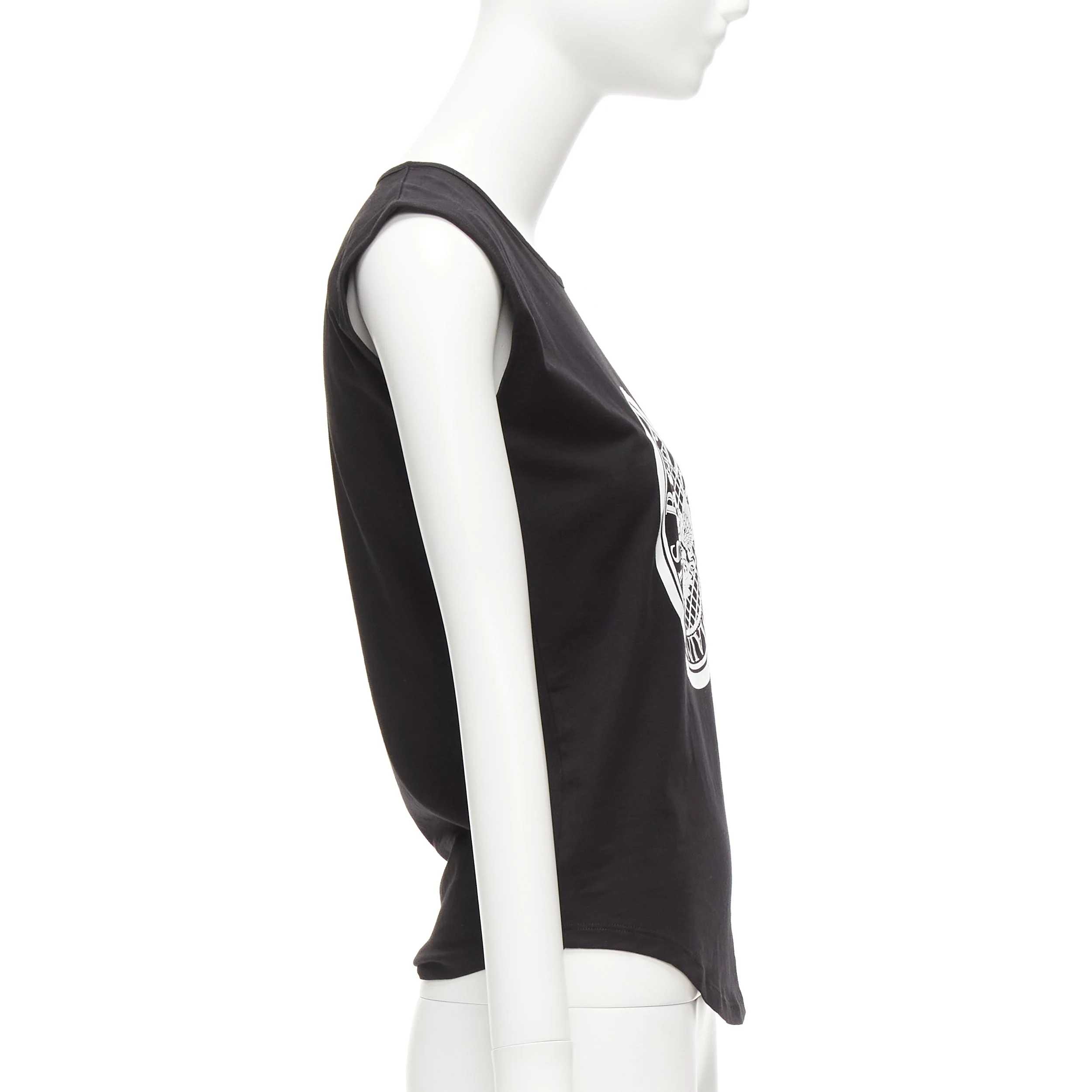 Women's Balmain Cotton Crest Logo Silver Button Shoulder Tank Top Vest - Image 10