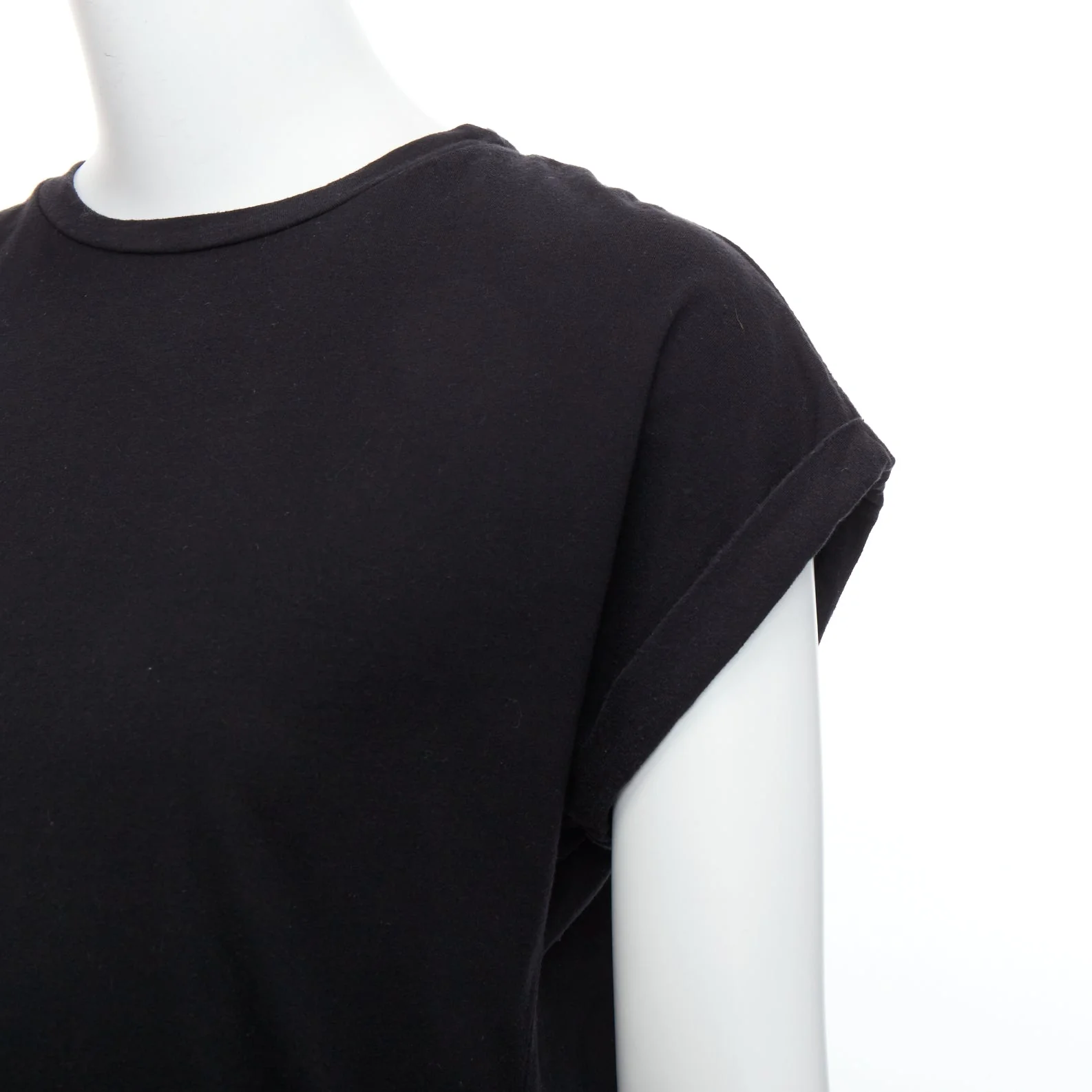 Women's Balmain Cotton Rolled Cuff Cap Sleeve Minimal Tshirt - Image 8