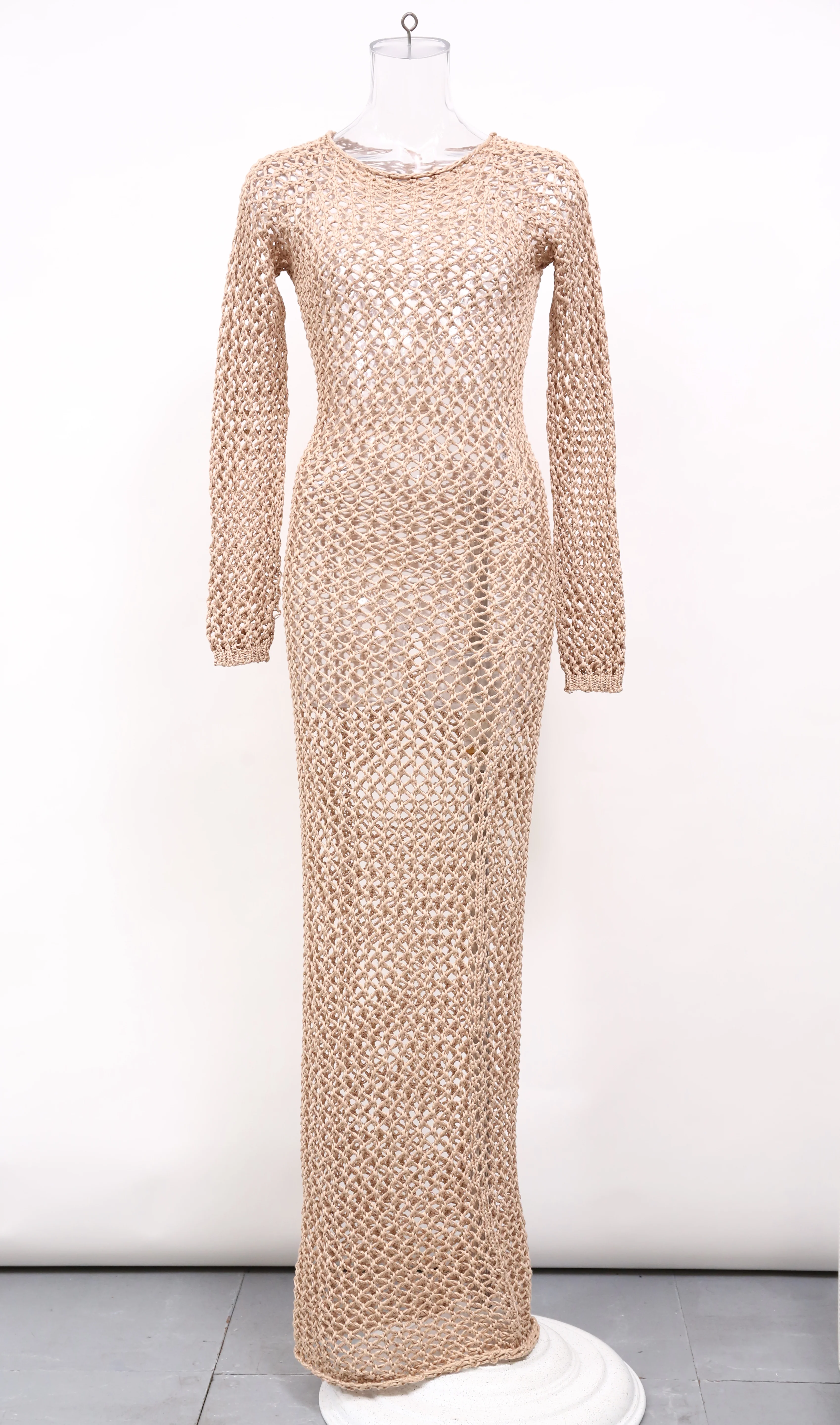 Women's  Balmain Crochet Maxi Dress in Brown Cotton - Image 6