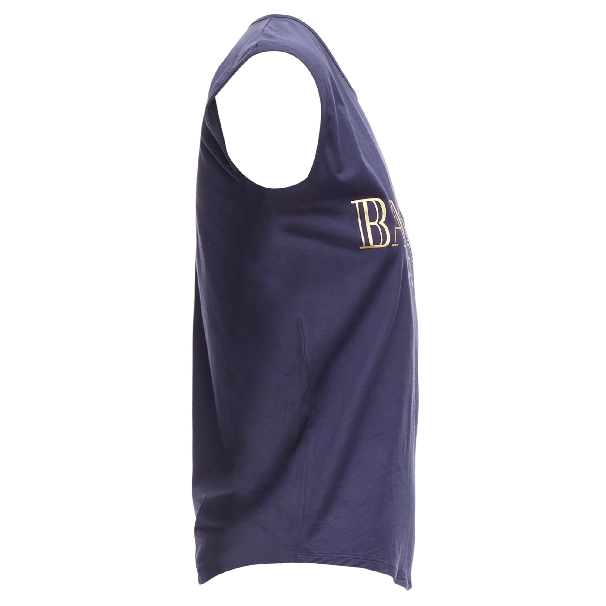 Women's Balmain g foil logo military button shoulder tank top - Image 4