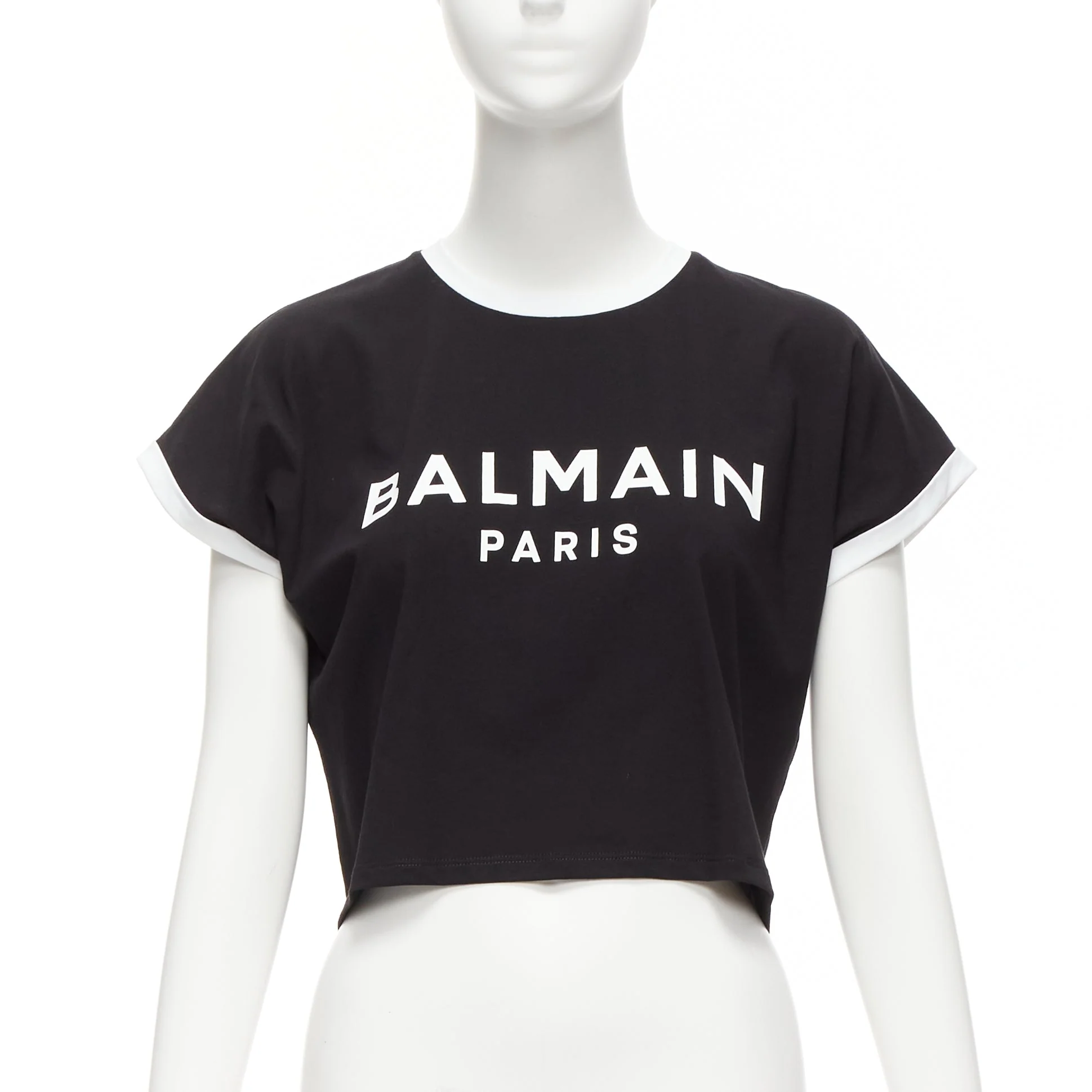 Women's Balmain logo cap short sleeve rr cropped tshirt - Image 7