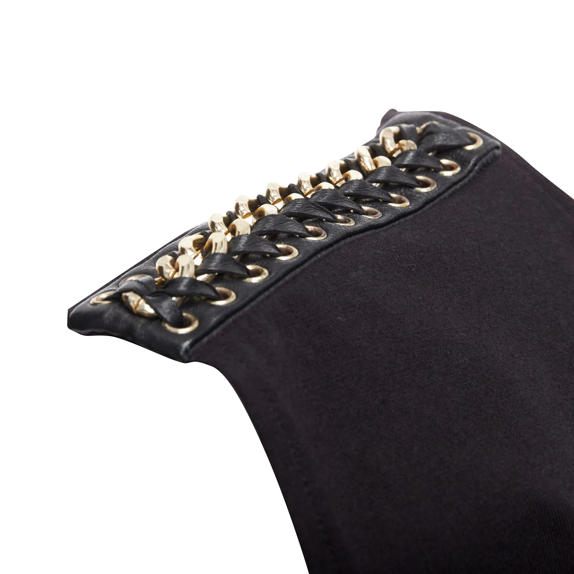 Women's Balmain Metal Chain Lamb Leather Trim Cotton Tank Top - Image 2