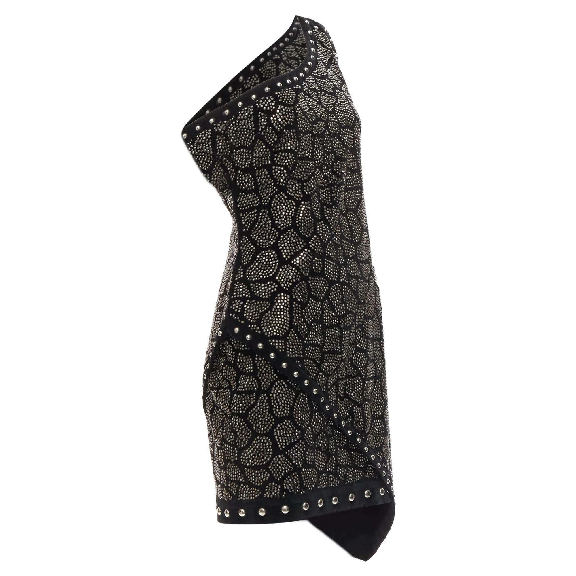 Women's Balmain Olivier Rousteing silver studded bead embellished velvet dress - Image 3