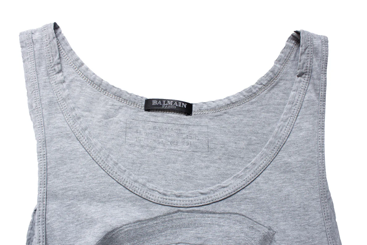 Women's Balmain tanktop in grey with print - Image 6
