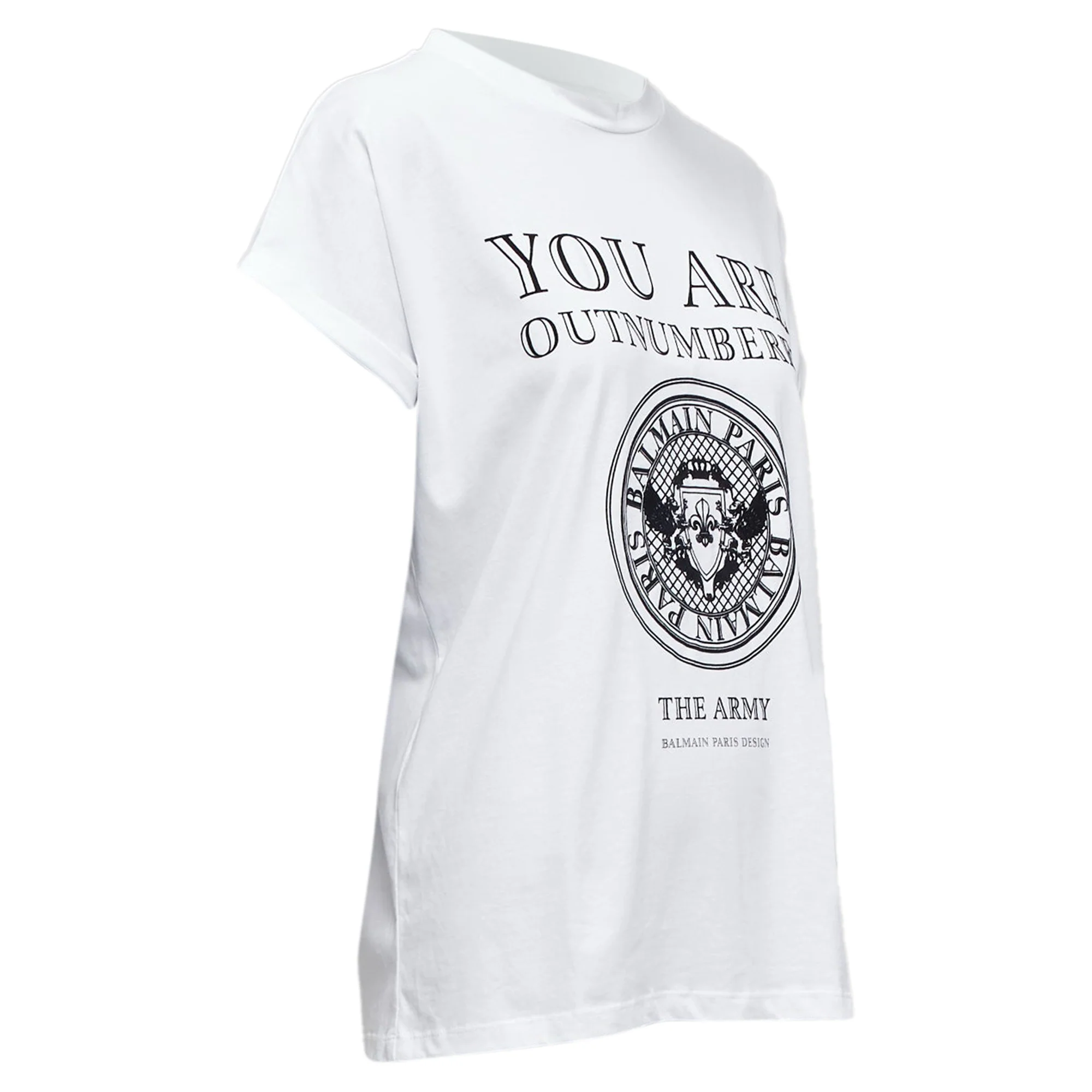 Women's Balmain You Are Outnumbered Army Velvet Print Tshirt - Image 3