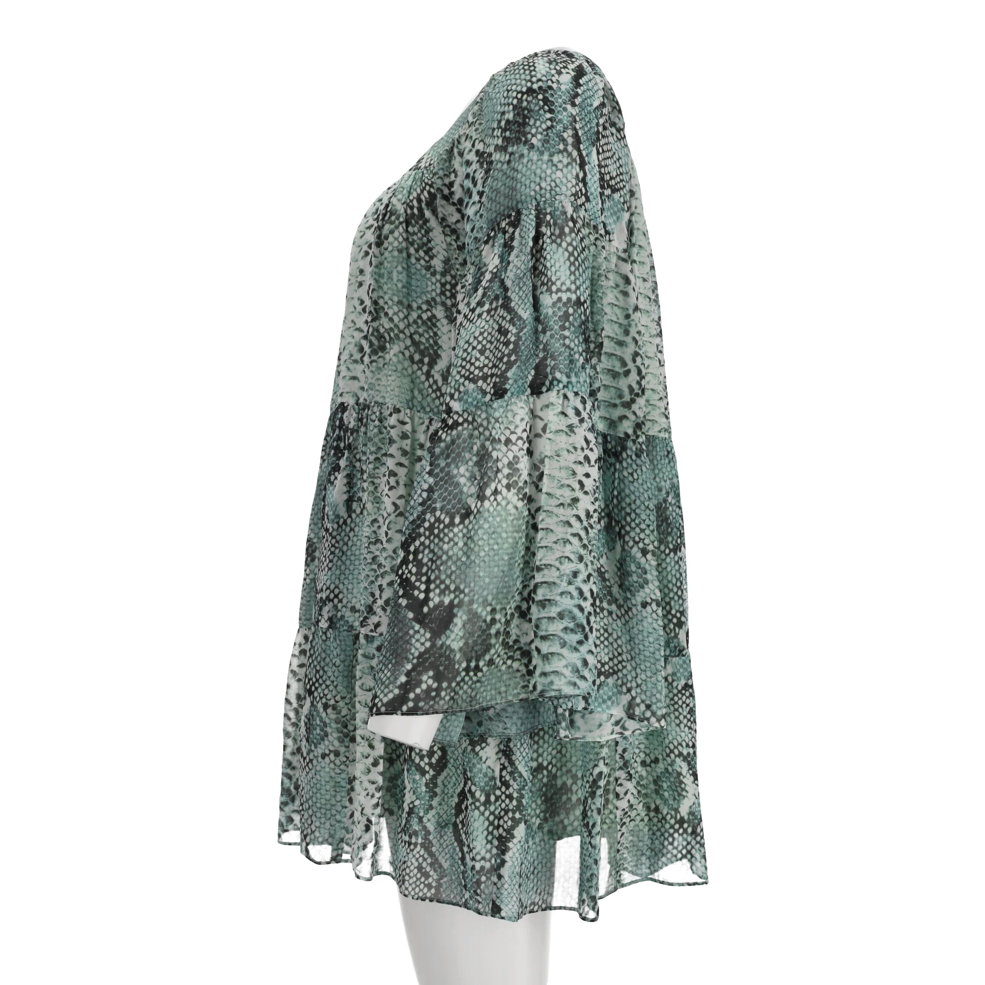 Women's Pierre Balmain Snake-Print Chiffon Blouse in Green Silk - Image 10