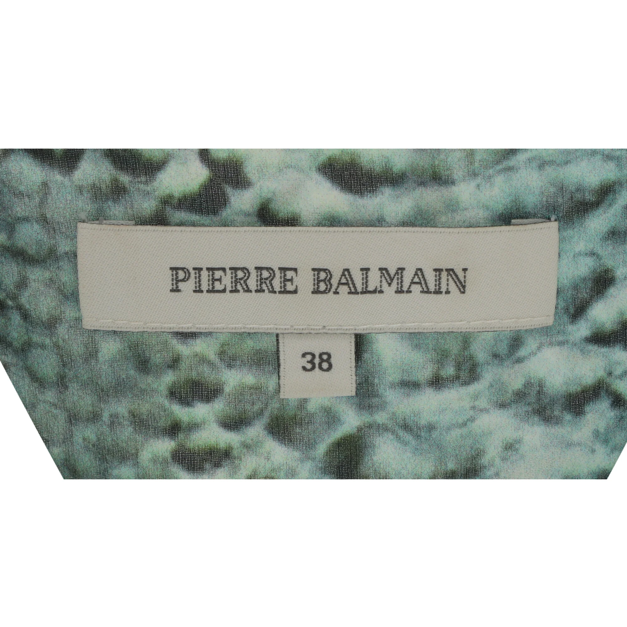 Women's Pierre Balmain Snake-Print Chiffon Blouse in Green Silk - Image 4