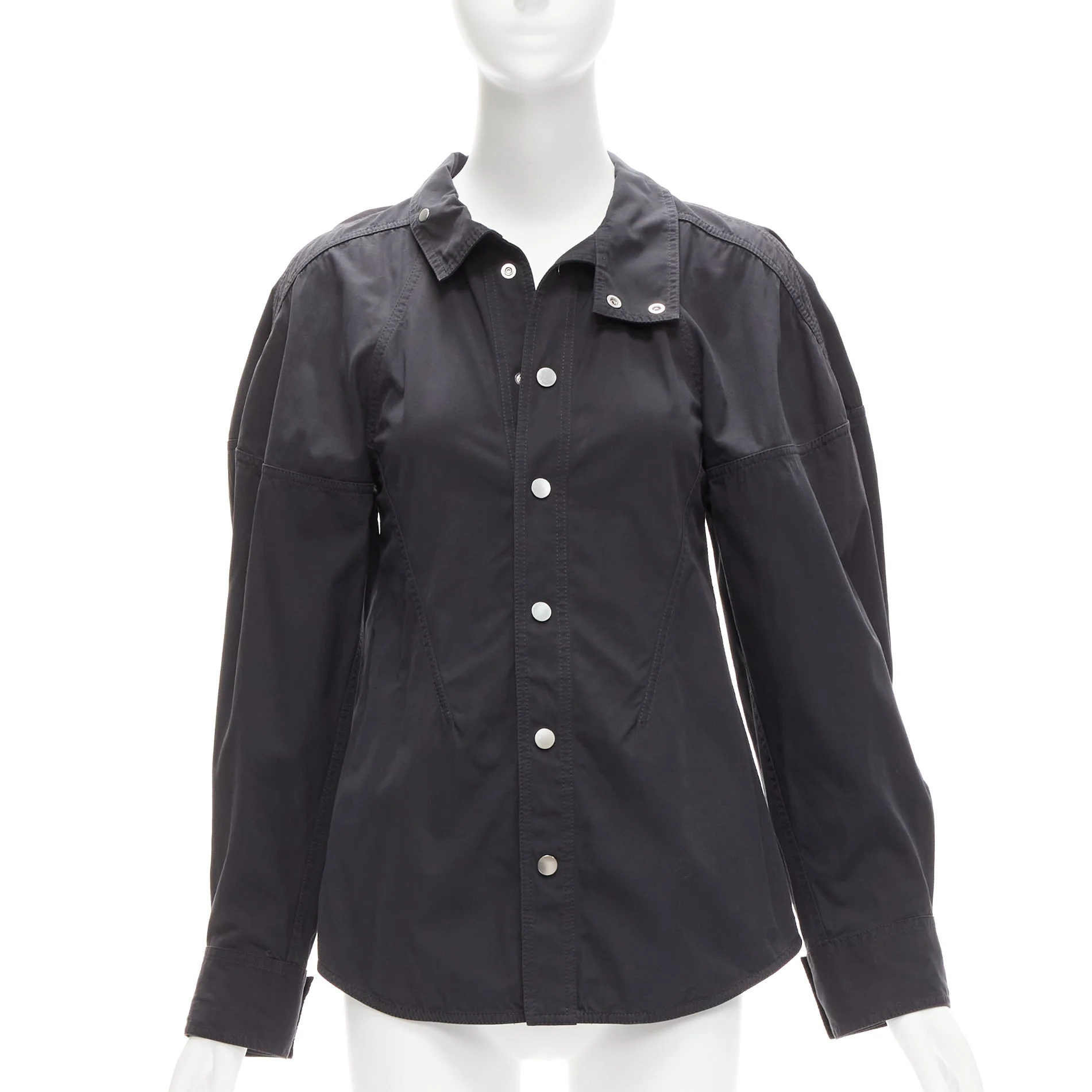 Women's Bottega Veneta cotton blend D cut sleeves snap button shirt - Image 7