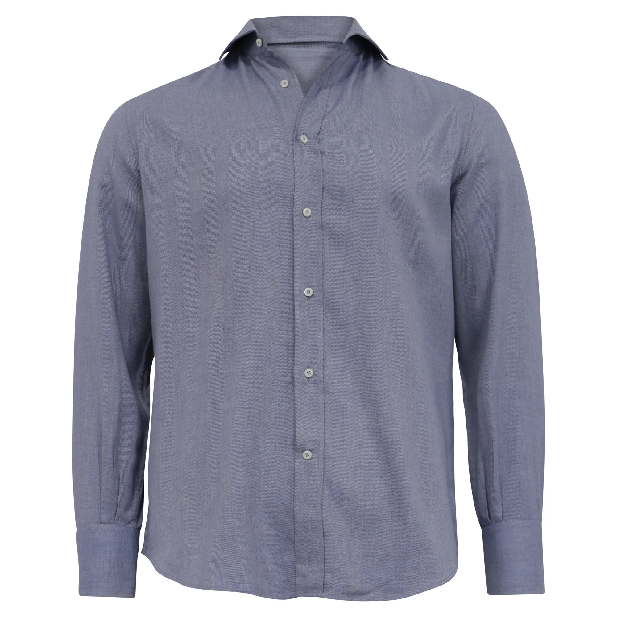 Men's Brunello Cucinelli Button-Down Long Sleeve Shirt in Blue Cotton