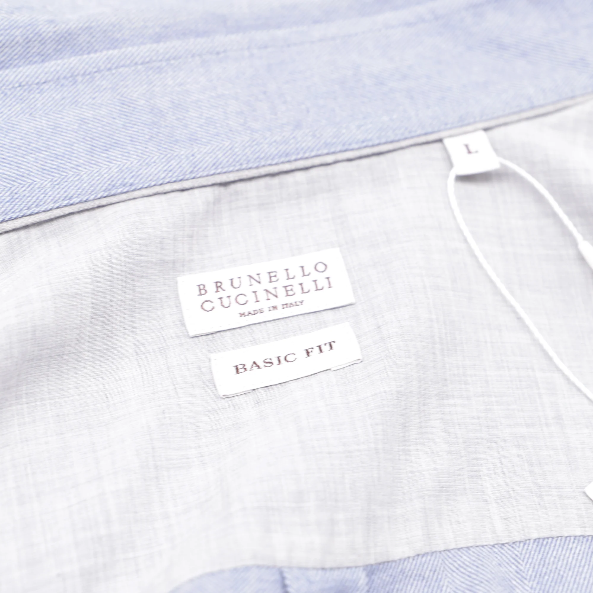 Men's Brunello Cucinelli Button-Down Long Sleeve Shirt in Blue Cotton - Image 5