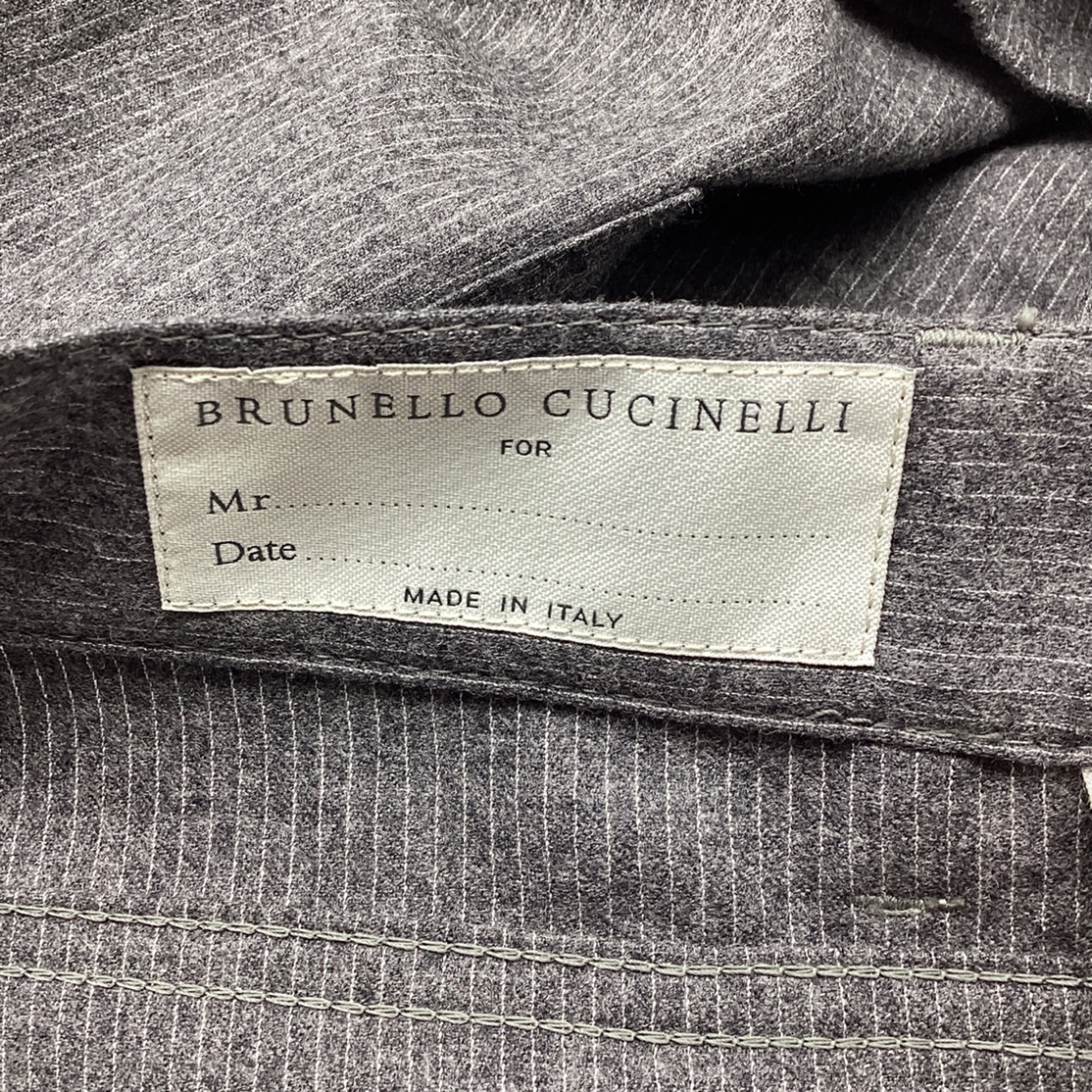Men's Brunello Cucinelli Pinstripe Cropped Trousers in Grey Wool - Image 6