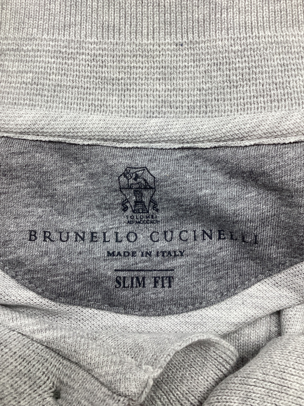 Men's Brunello Cucinelli Short Sleeve Polo Shirt in Grey Cotton - Image 10