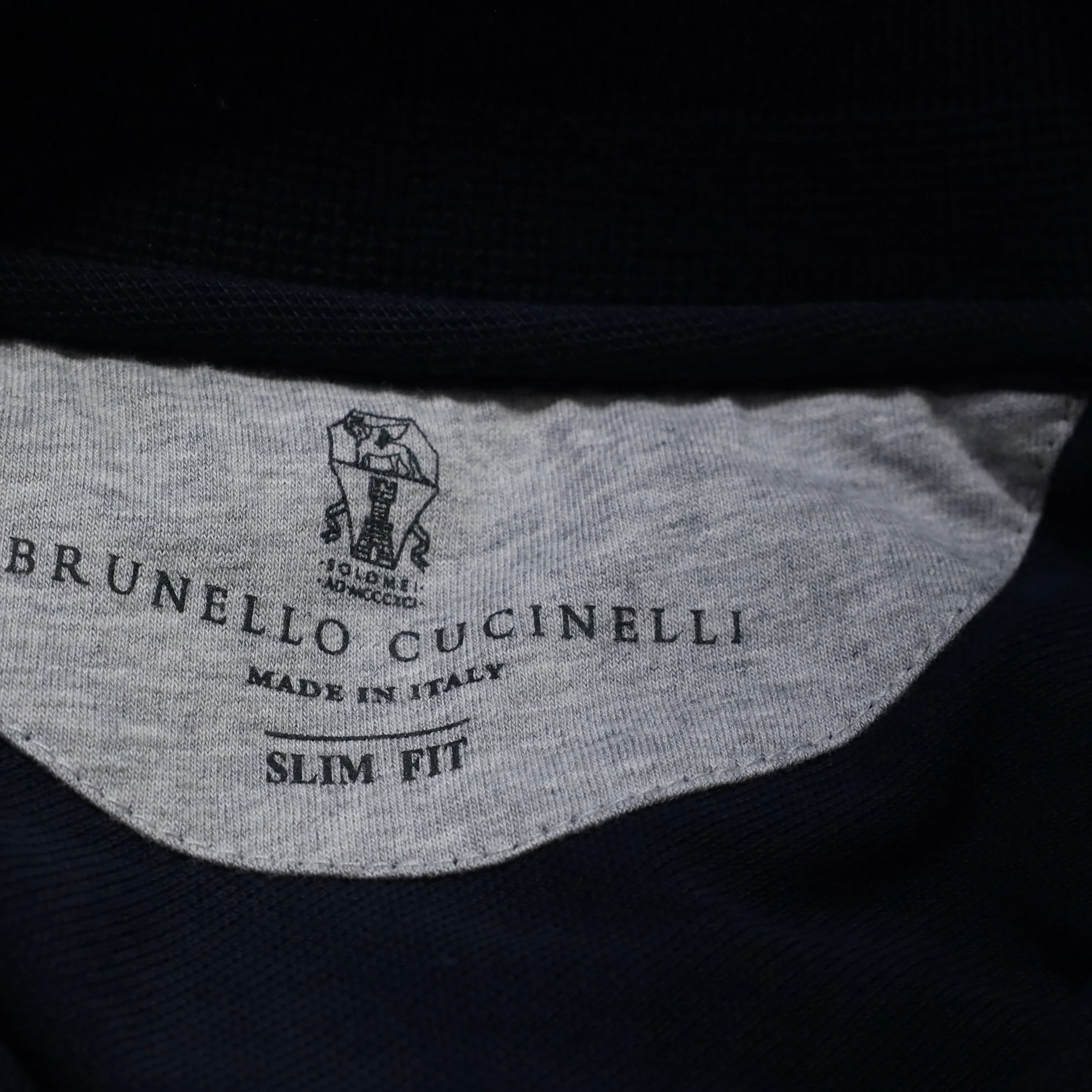 Men's Brunello Cucinelli Short Sleeve Polo Shirt in Navy Blue Cotton - Image 4