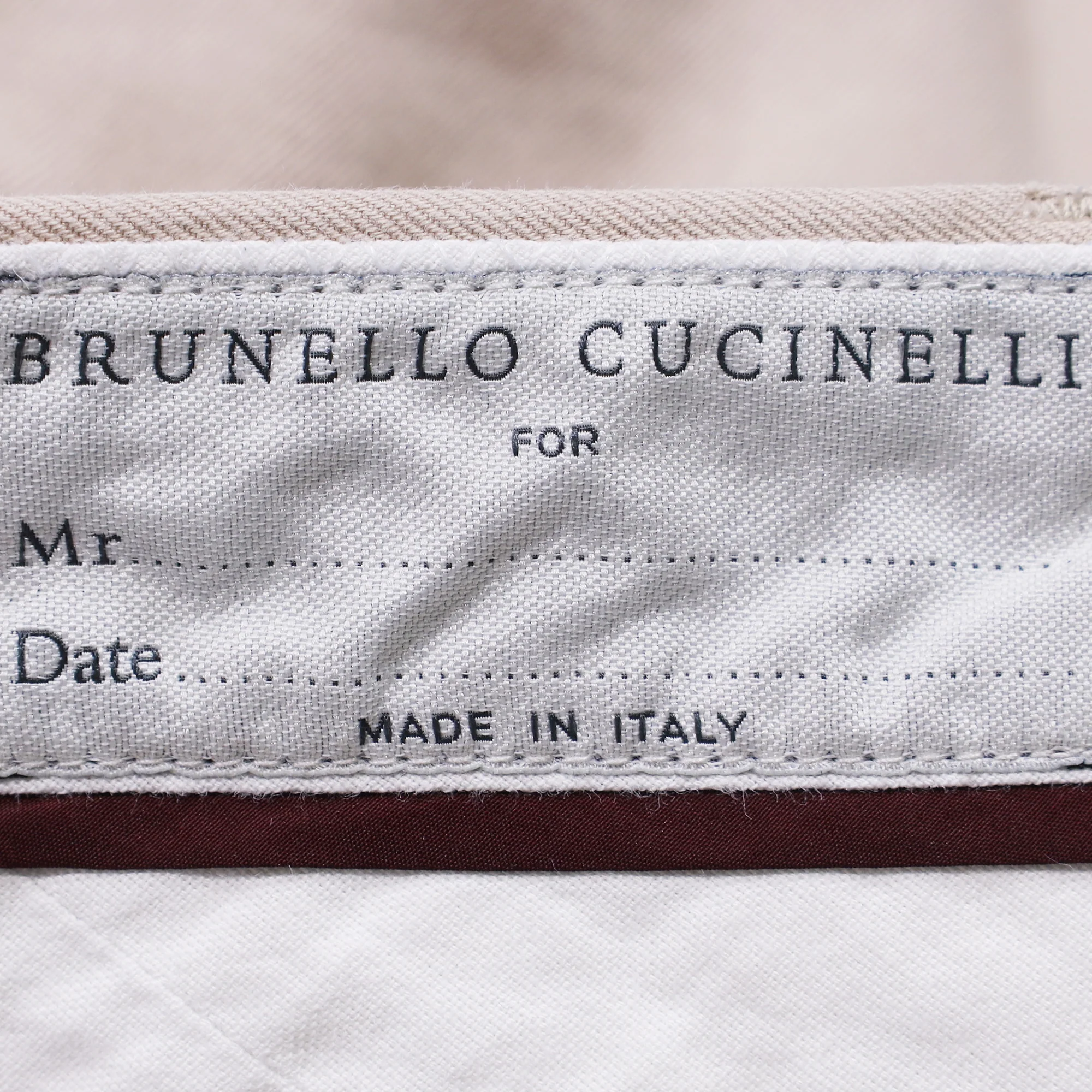 Men's Brunello Cucinelli Slim Fit Pants in Beige Cotton - Image 3
