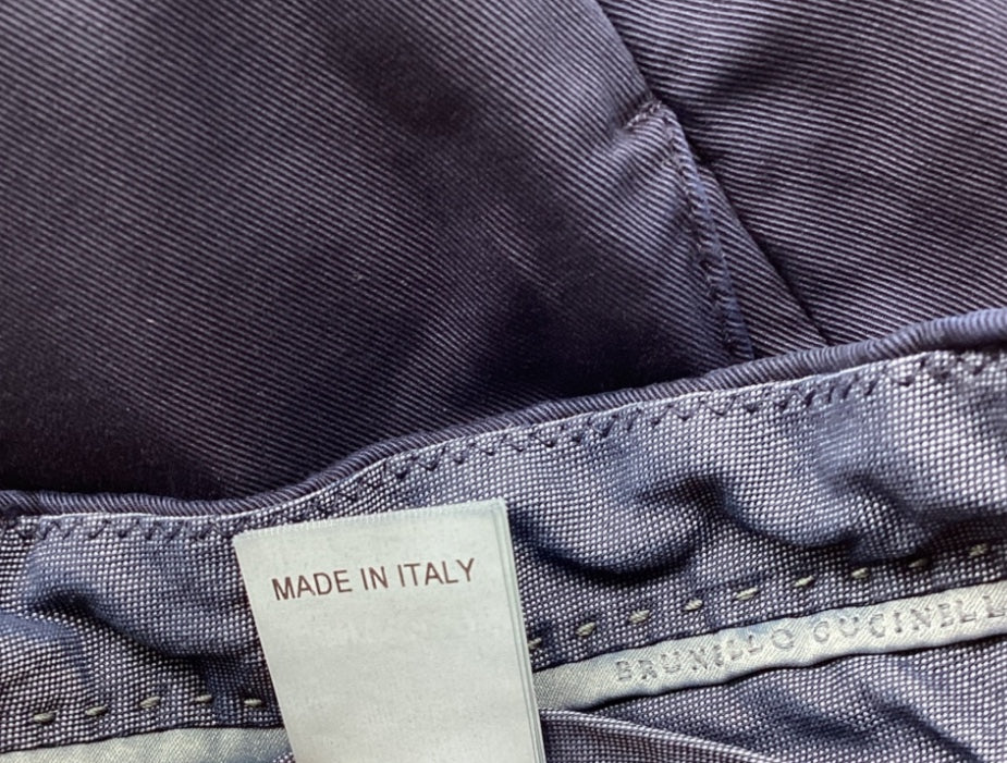 Men's Brunello Cucinelli Straight-Leg Trousers in Navy Blue Cotton - Image 9