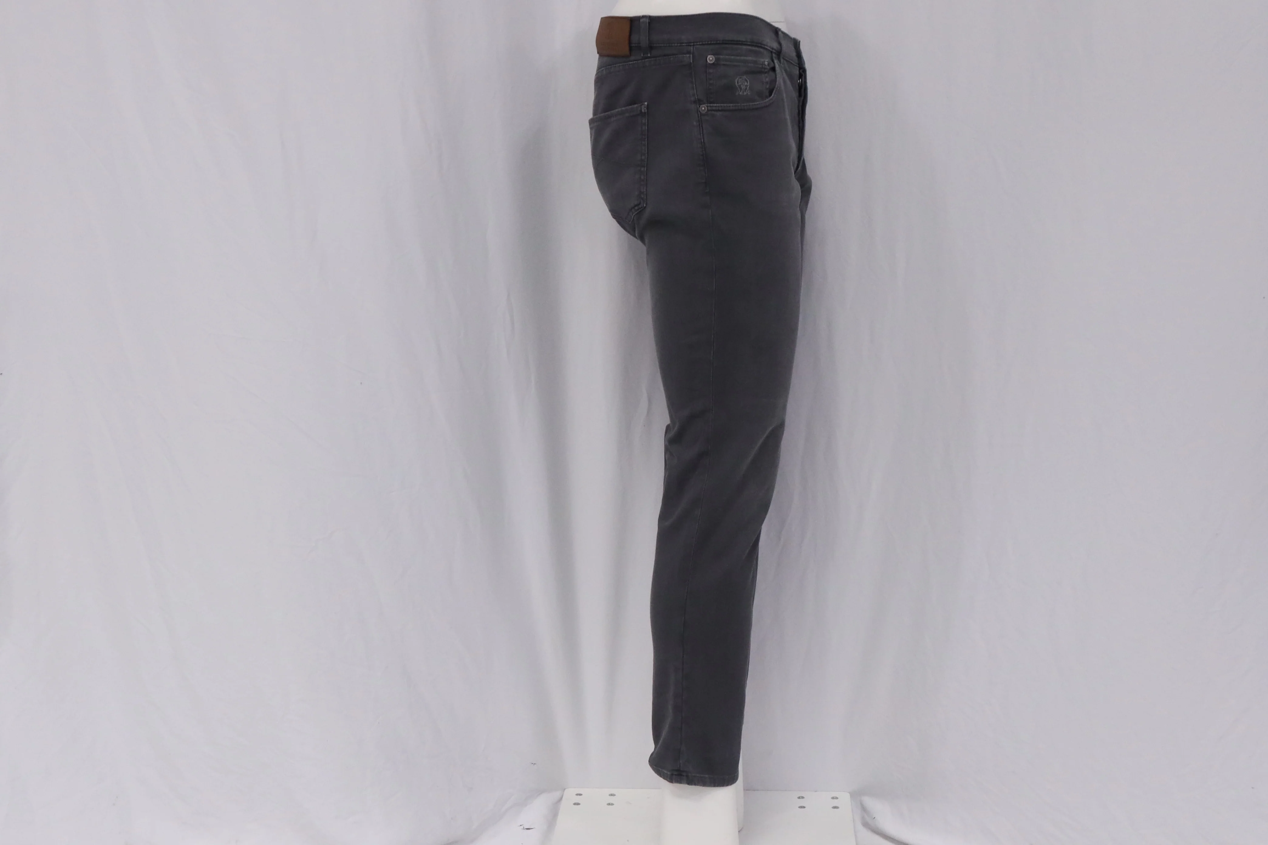 Men's Brunello Cucinelli Traditional Fit Trousers in Grey Cotton Denim - Image 9