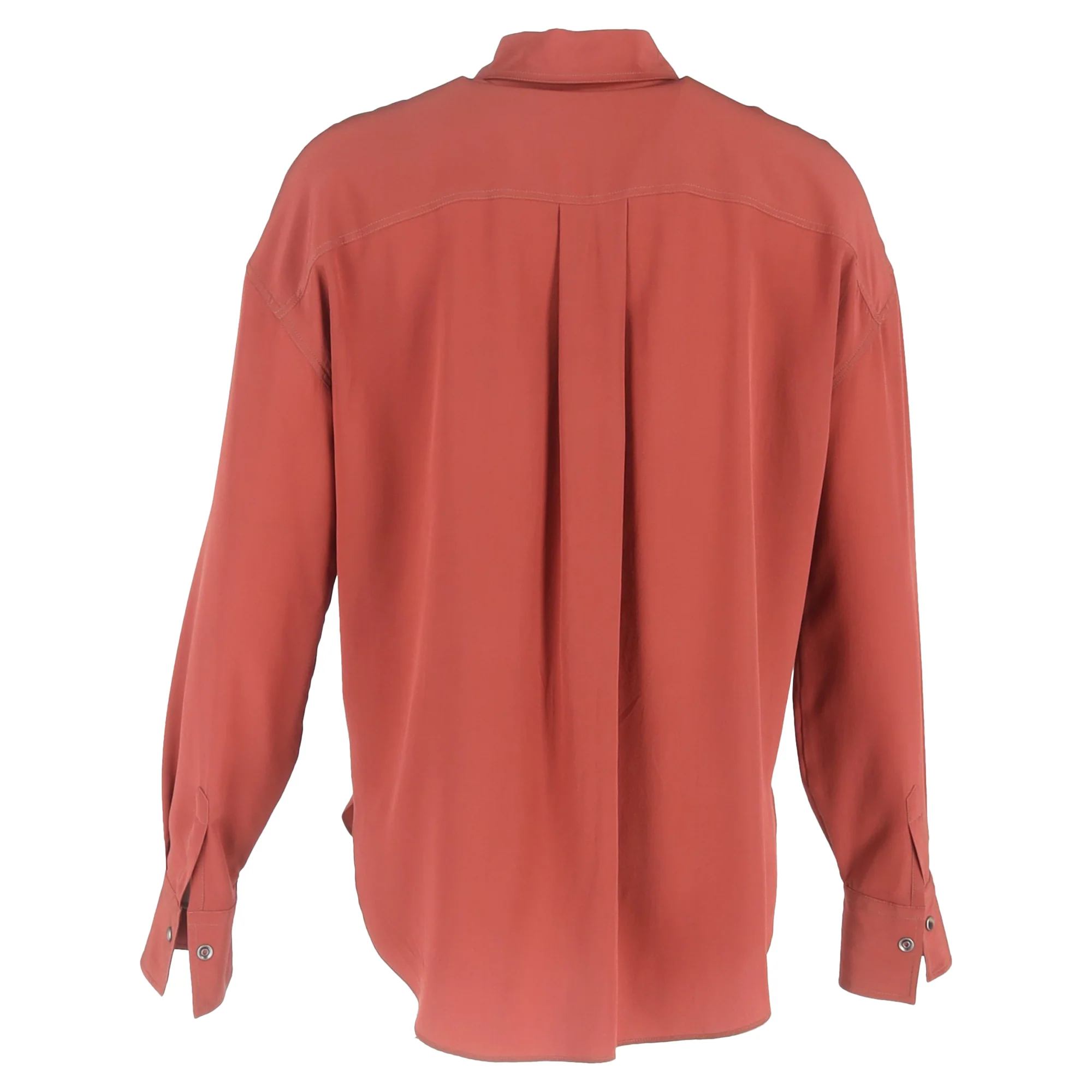 Women's Brunello Cucinelli Crepe de Chine Shirt in Red Silk - Image 3