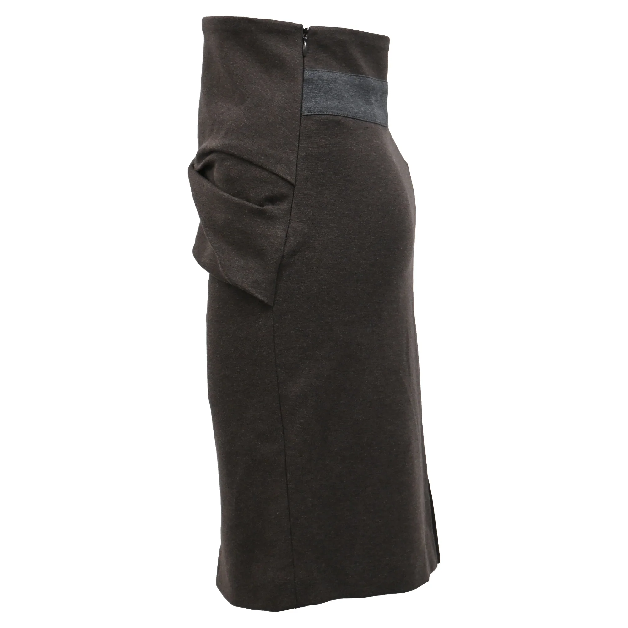 Women's Brunello Cucinelli Draped Midi Skirt in Brown Cotton - Image 2