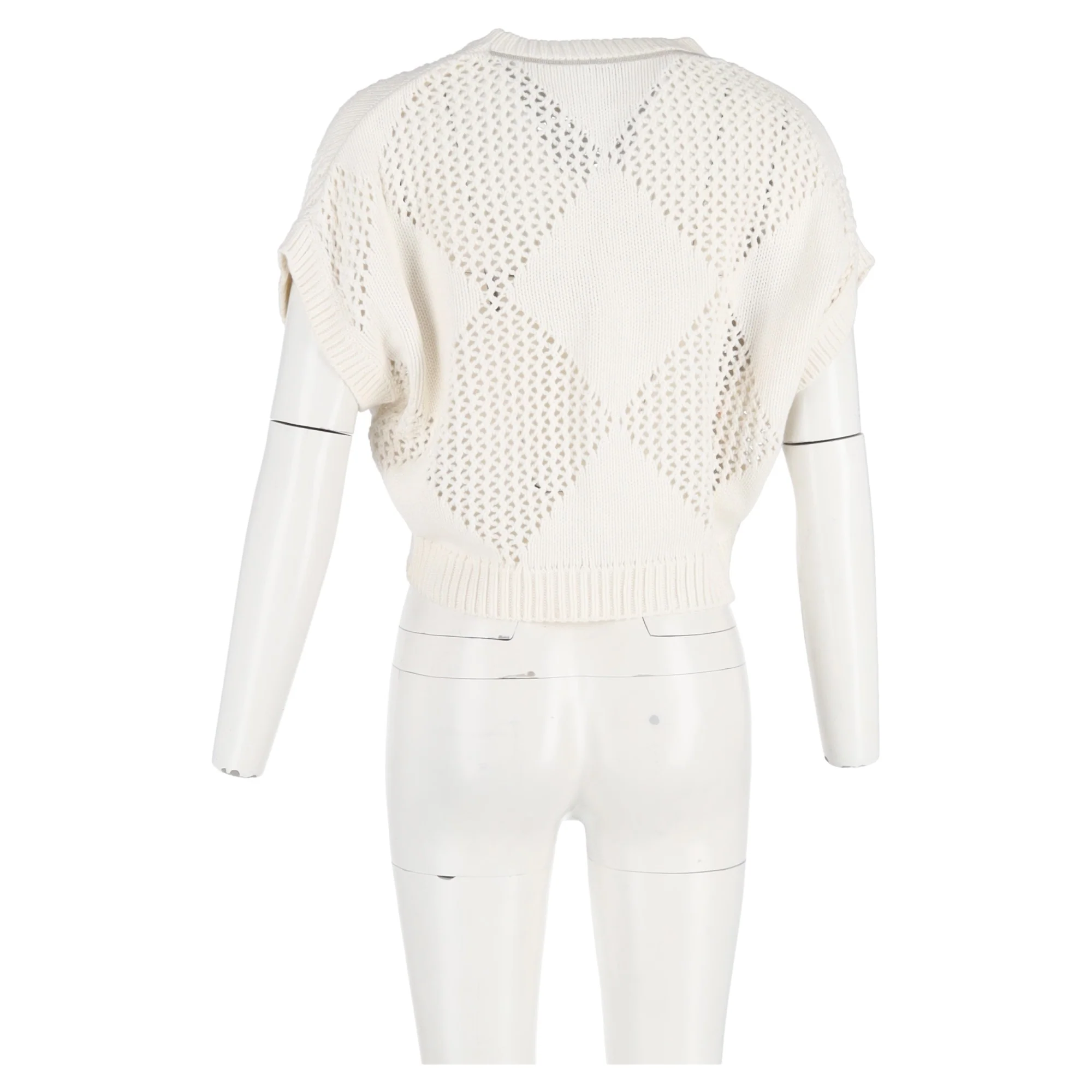 Women's Brunello Cucinelli Knit Vest Top in White Cotton - Image 6