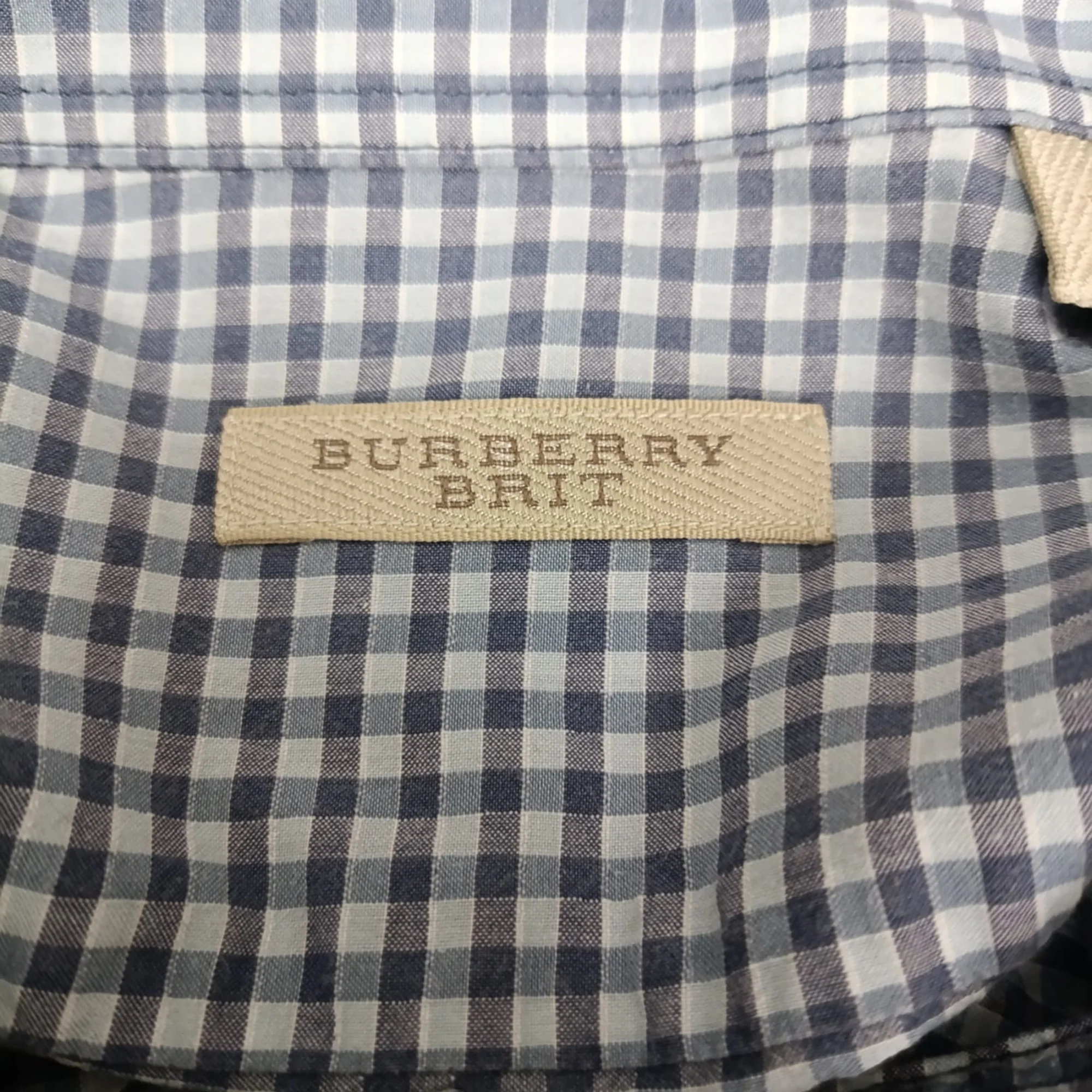 Men's Burberry Brit Plaid Shirt in Grey Cotton - Image 4