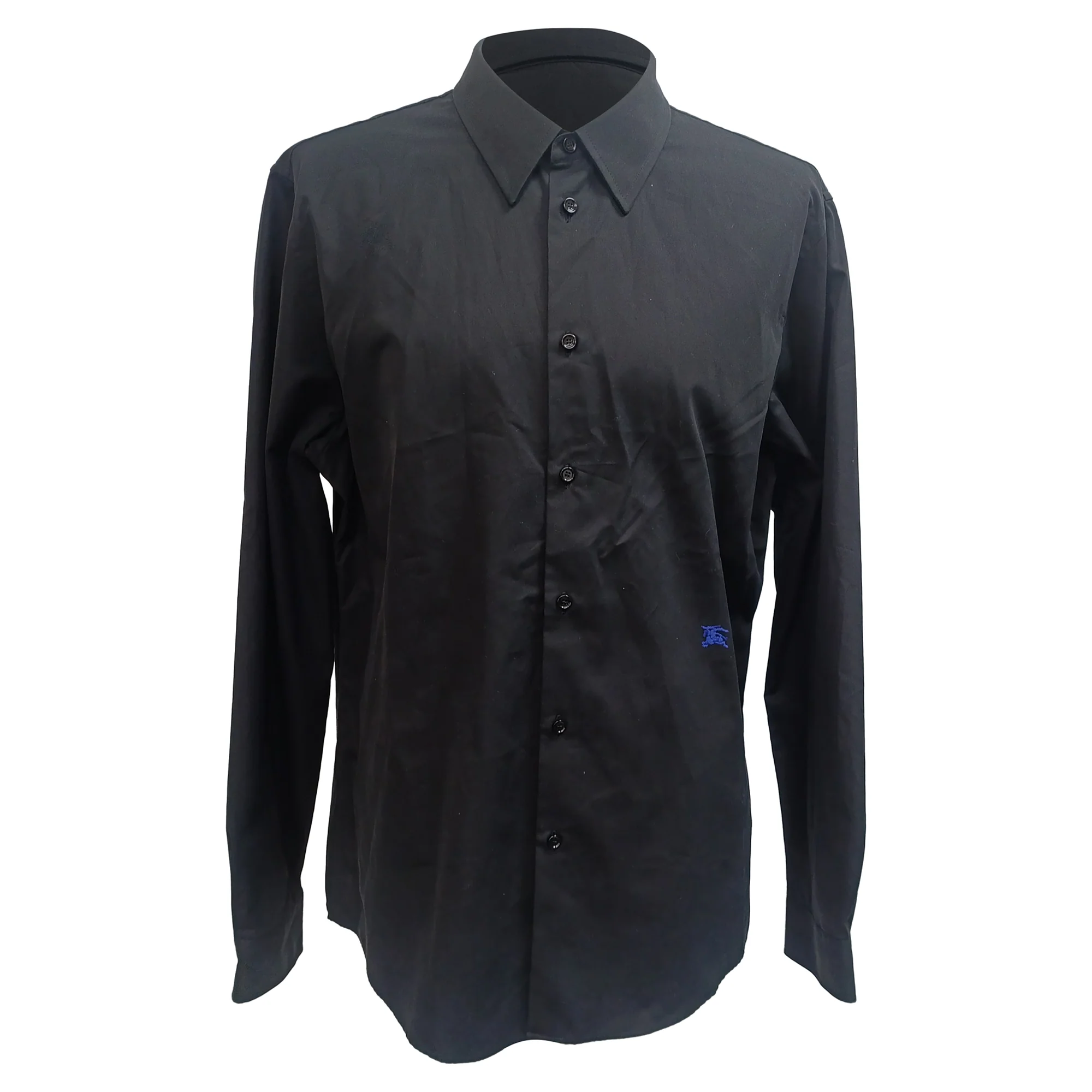 Men's Burberry EKD-Embroidered Shirt in Black Cotton