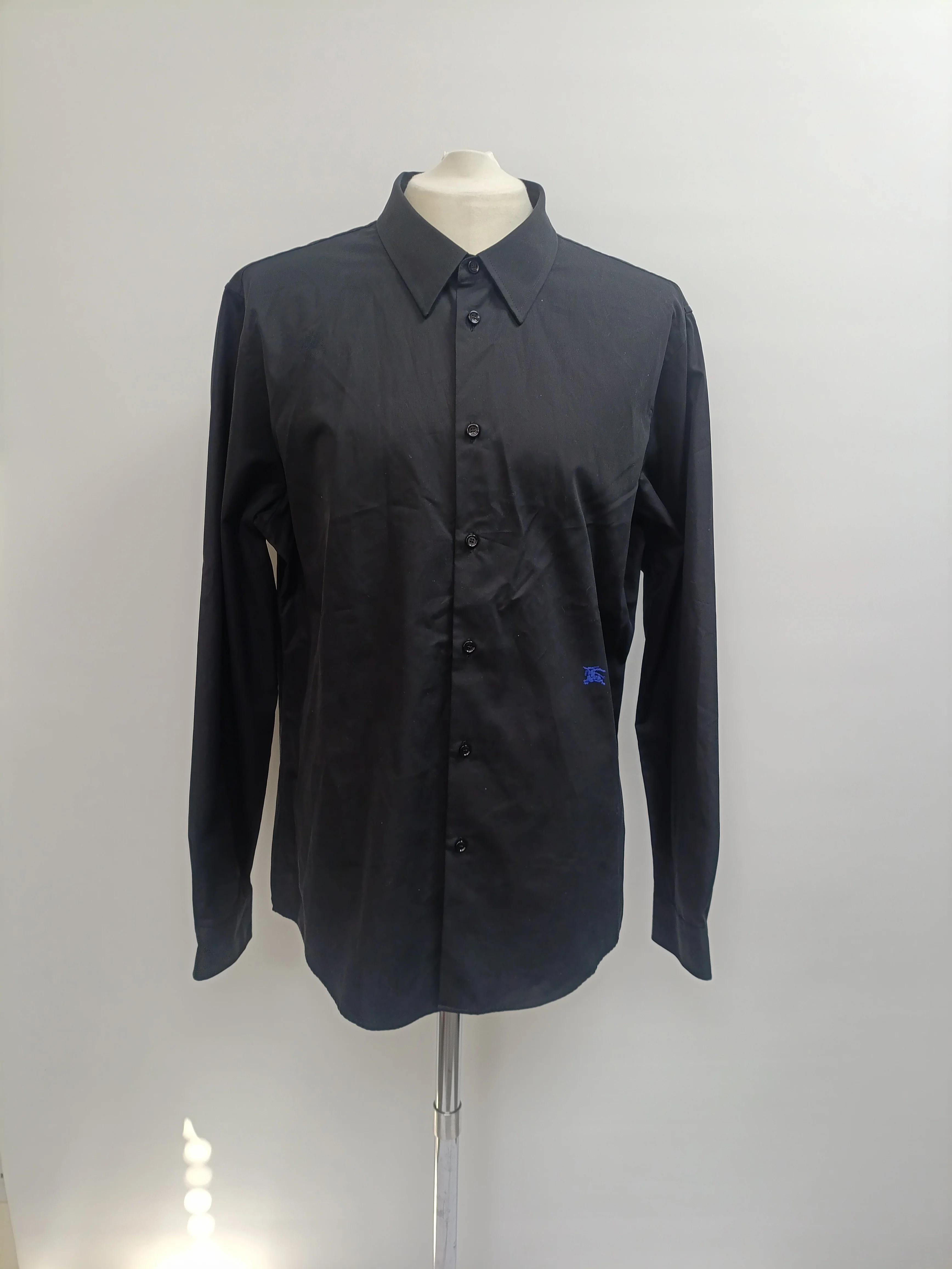 Men's Burberry EKD-Embroidered Shirt in Black Cotton - Image 7