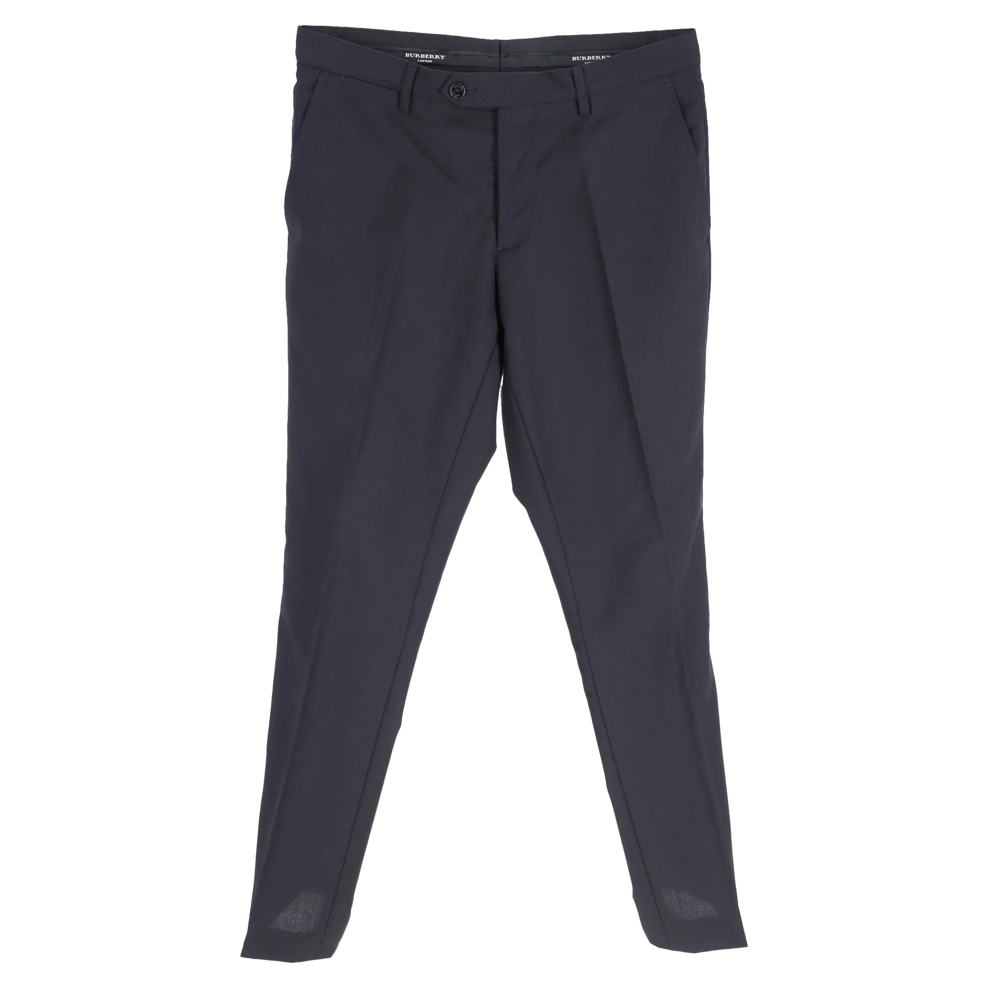 Men's  Burberry Straight-Leg Trousers in Navy Blue Wool