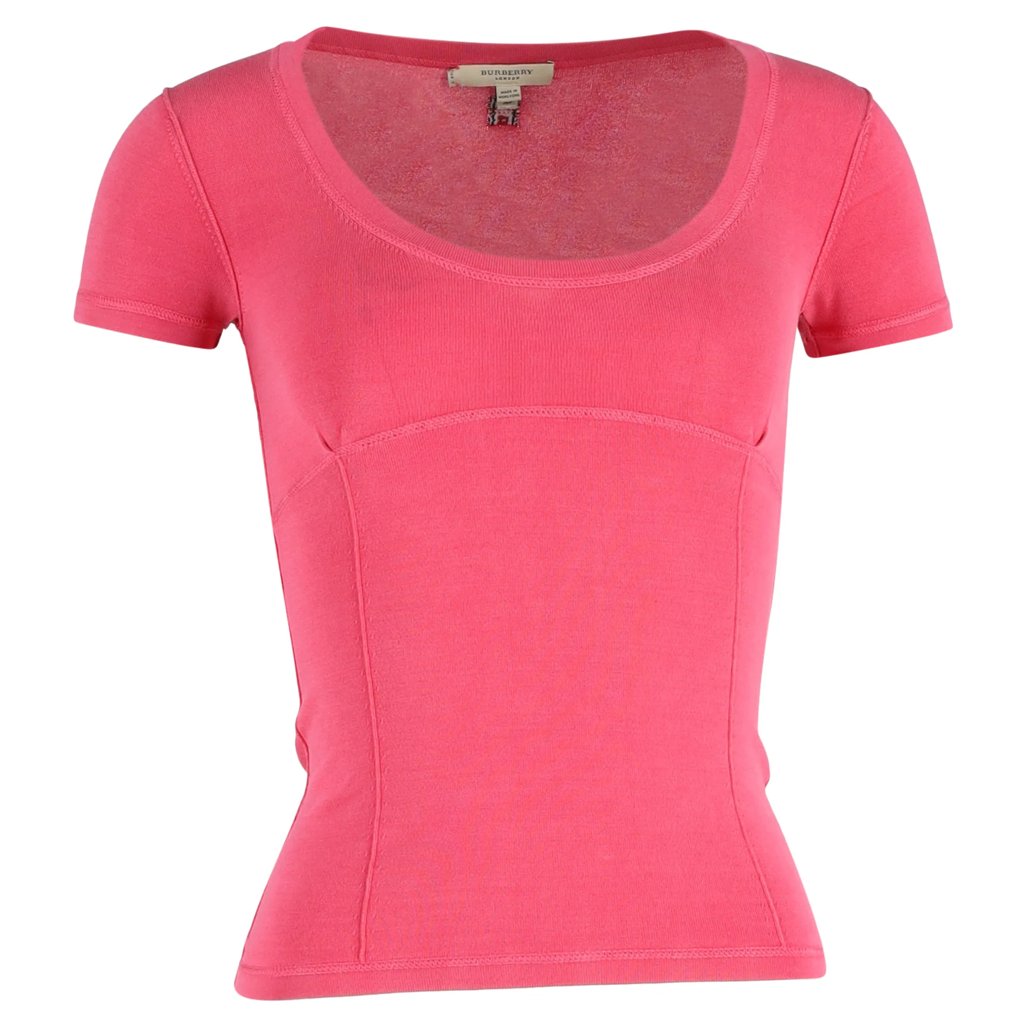 Women's Burberry Bodycon Short Sleeve T-Shirt in Pink Cotton