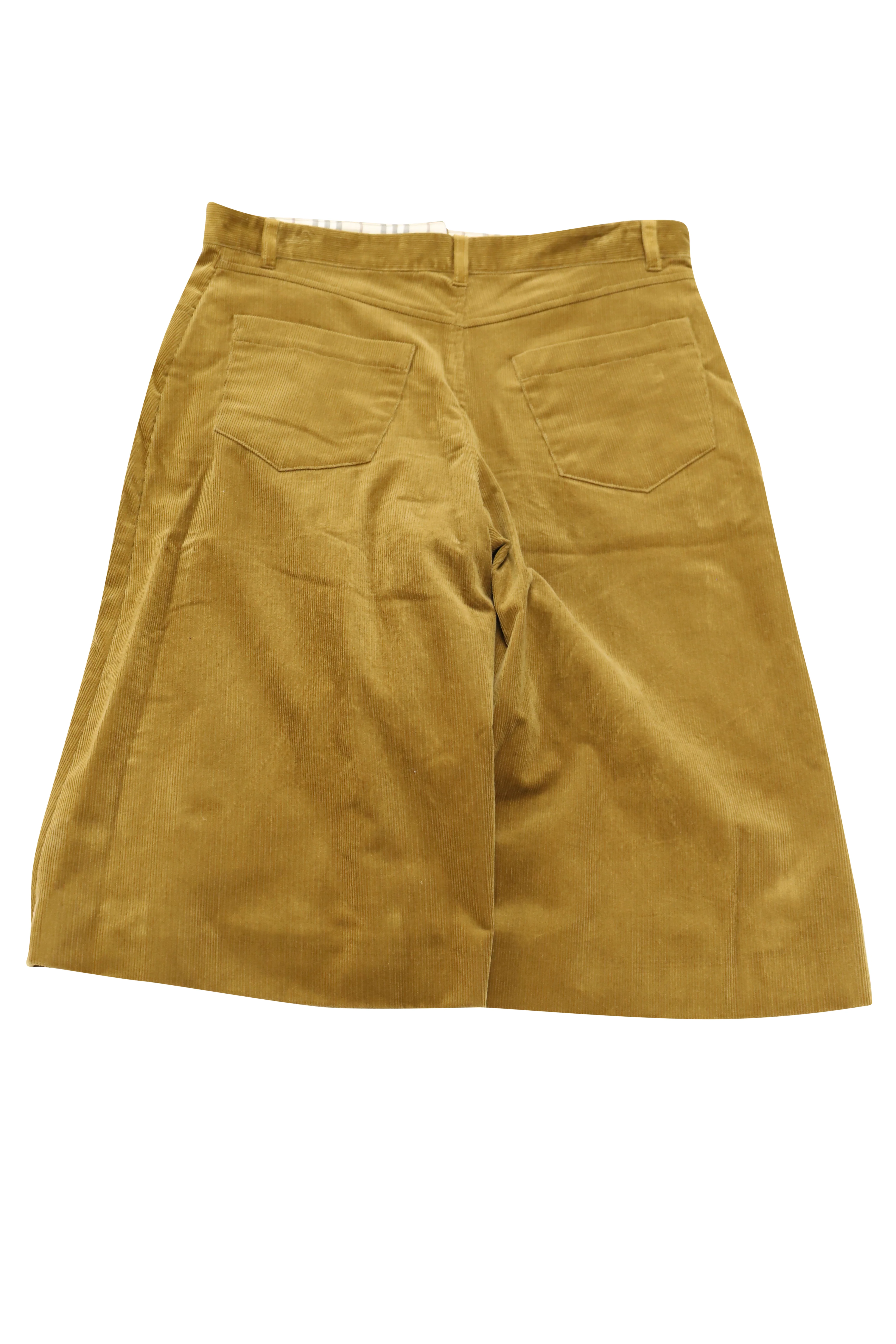 Women's Burberry Corduroy Culotte Shorts in Camel Cotton - Image 2