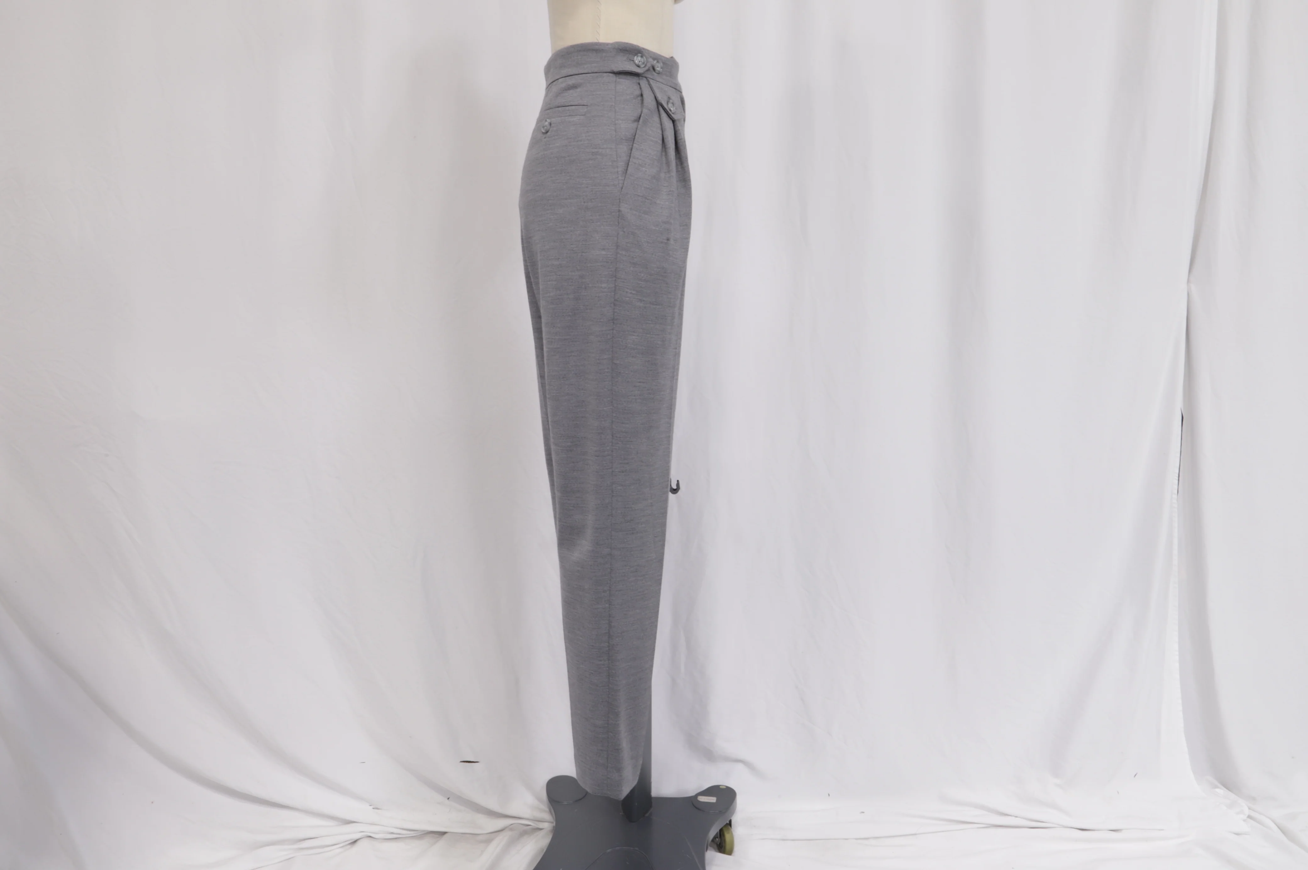 Women's Burberry Flannel Tapered Trousers in Grey Wool - Image 7