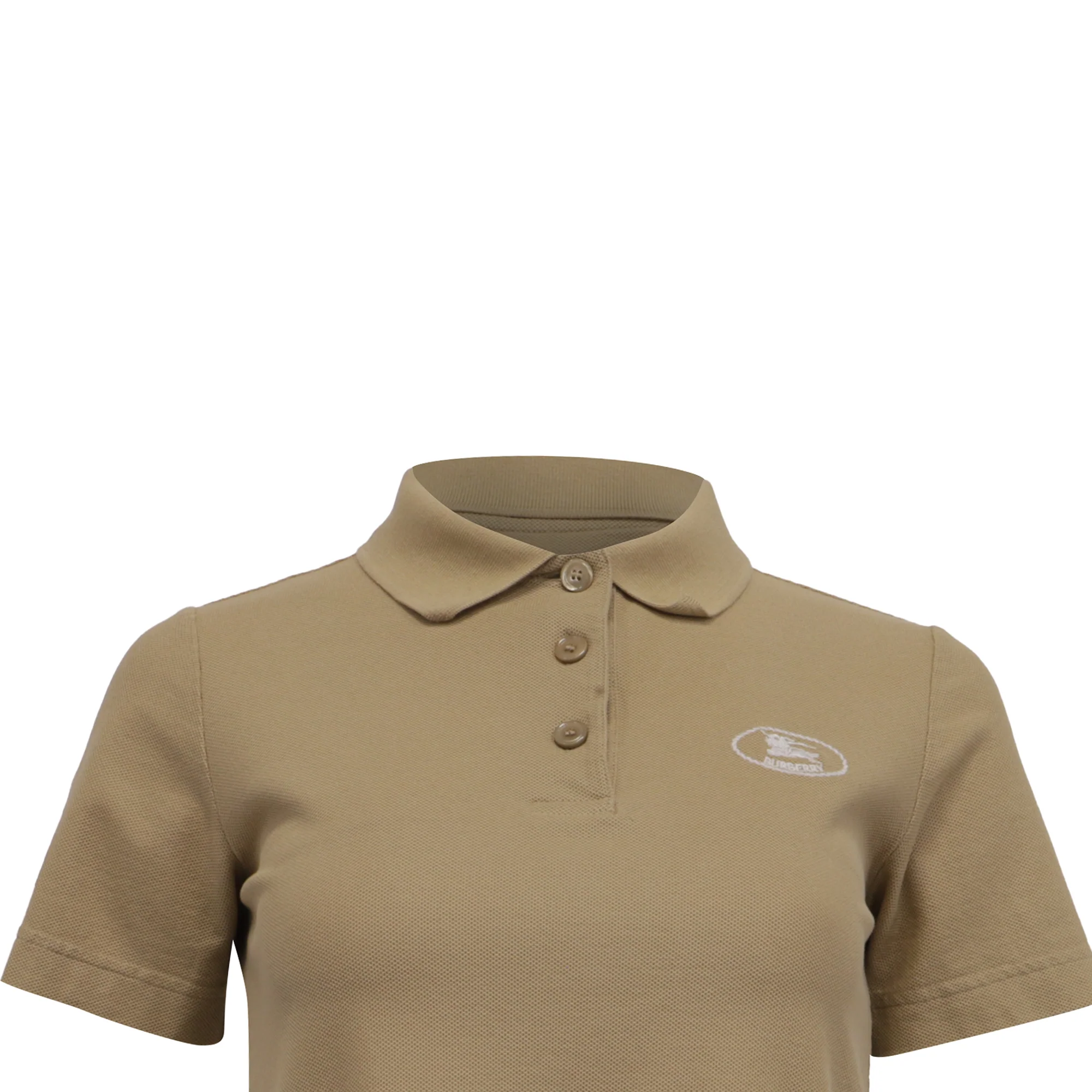 Women's Burberry Logo-Embroidered Polo Shirt in Beige Cotton - Image 2