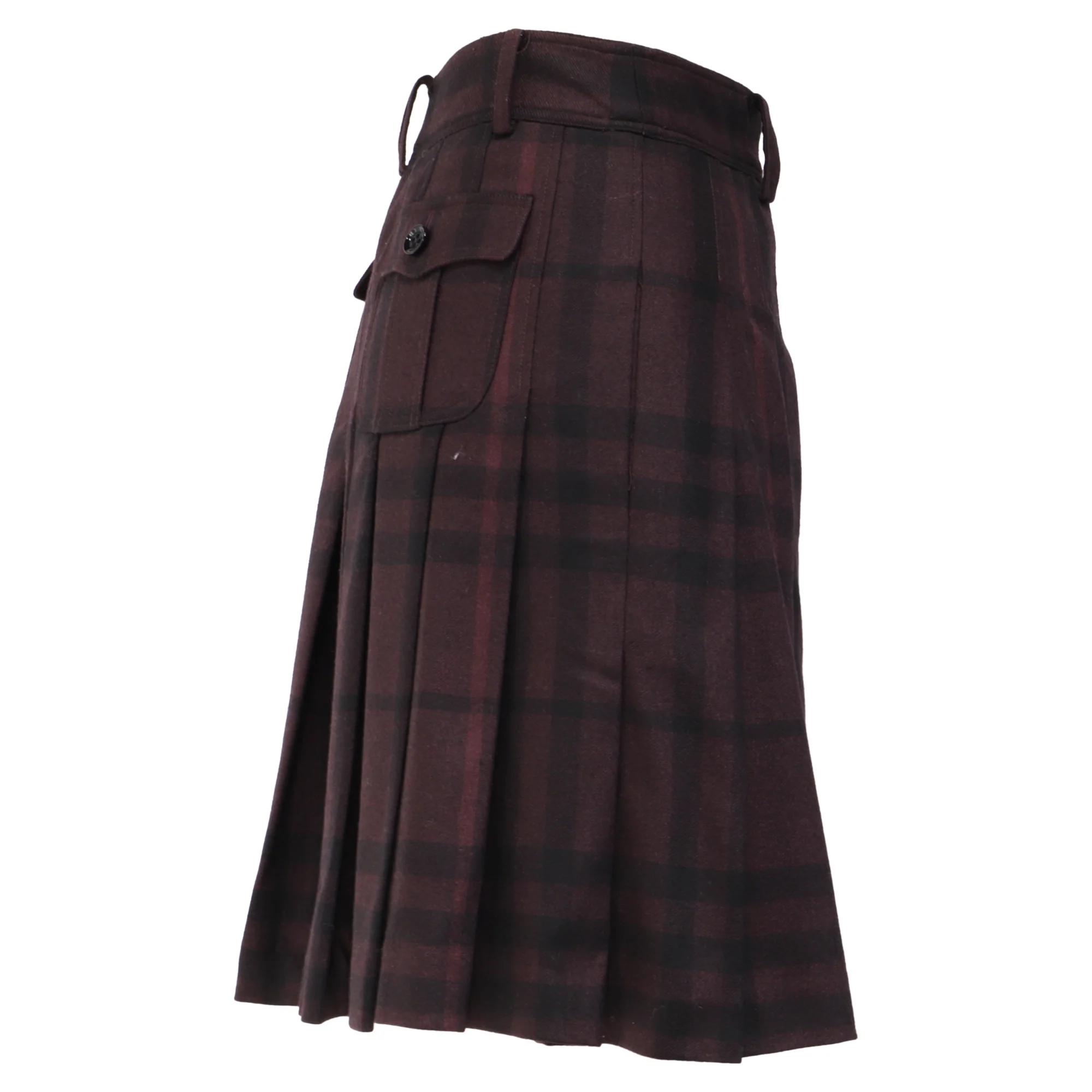 Women's Burberry London Pleated Mini Skirt in Purple Wool - Image 2