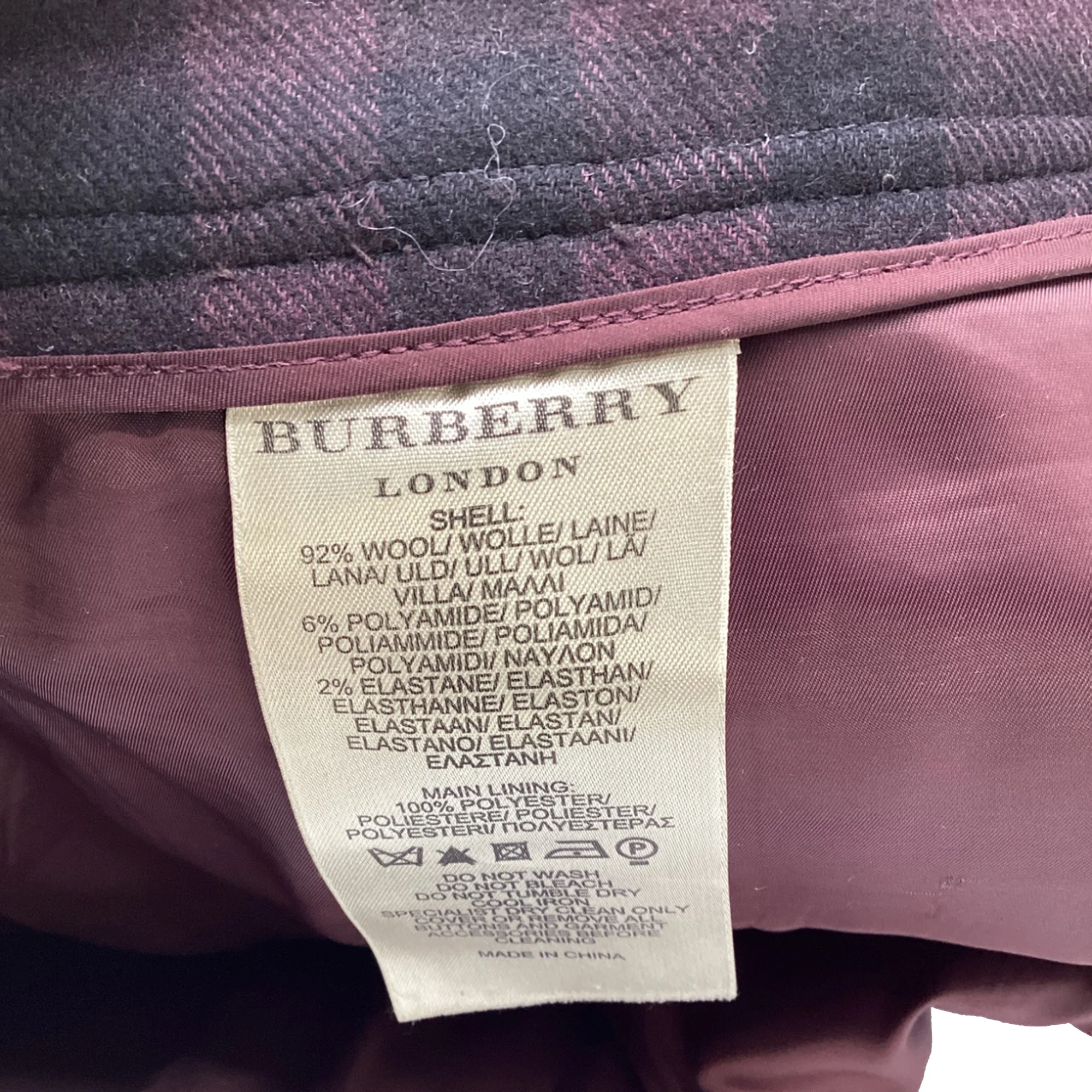 Women's Burberry London Pleated Mini Skirt in Purple Wool - Image 5