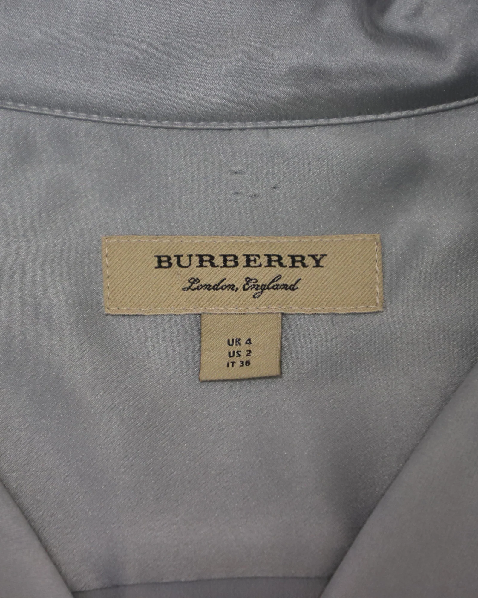 Women's Burberry Midi Wrap Shirt Dress in Pale Blue Silk-Satin - Image 5