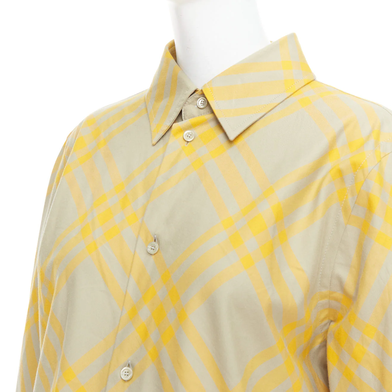 Women's Burberry yellow khaki knight House Check long sleeve shirt - Image 8
