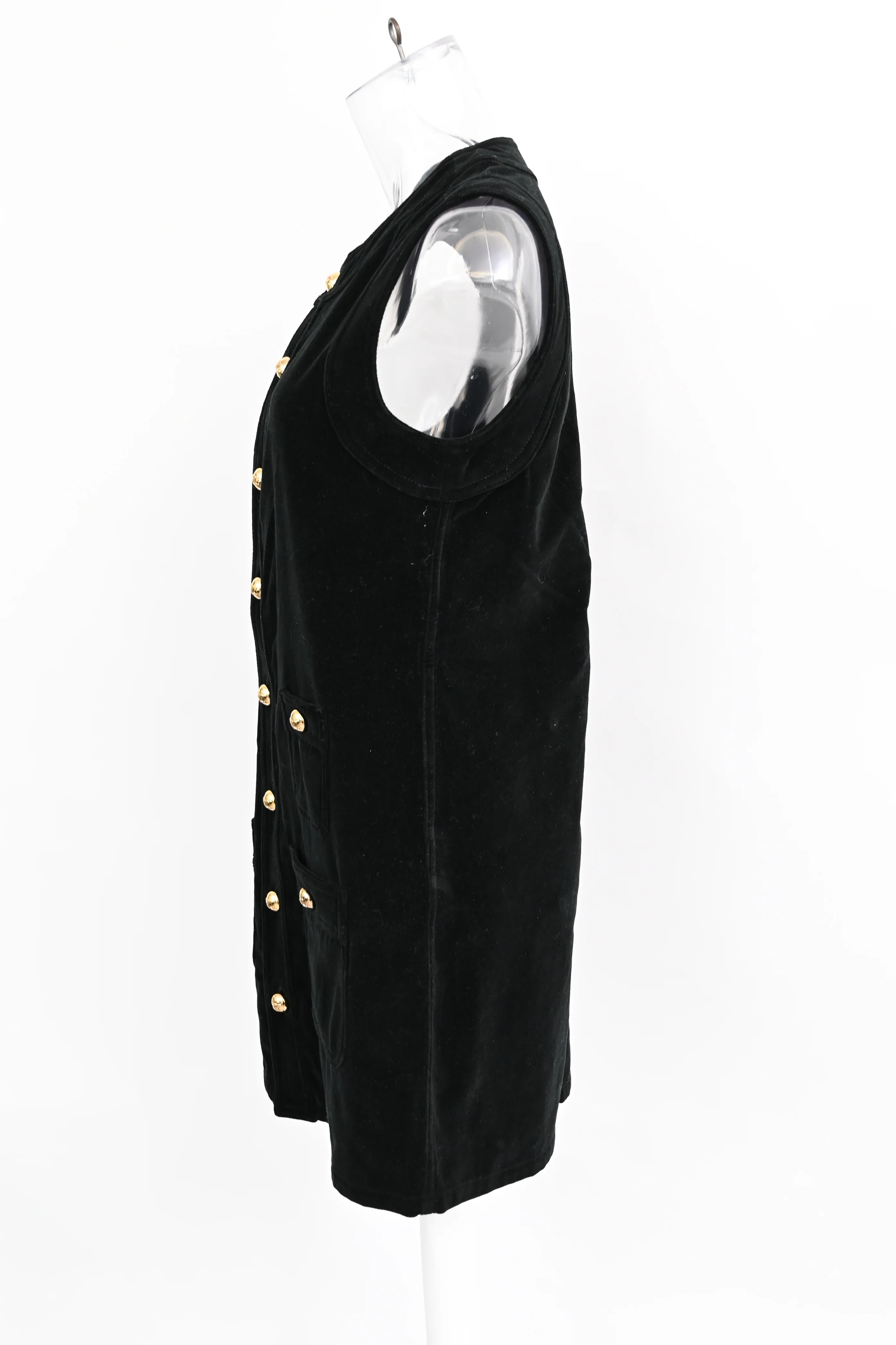 Women's Celine Buttoned Mini Dress in Black Velvet - Image 7