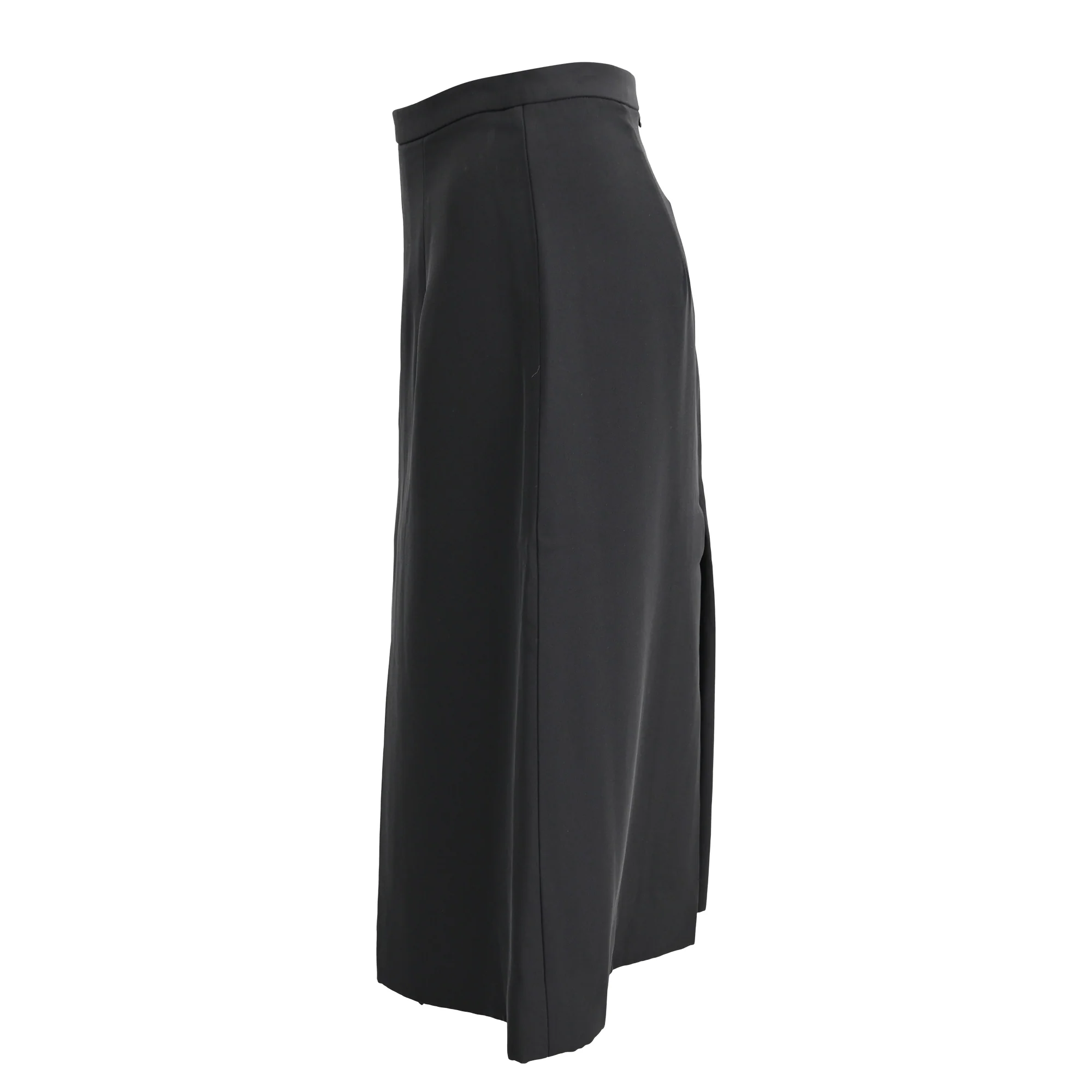 Women's Celine Front Slit Midi A-Line Skirt in Black Polyester - Image 2