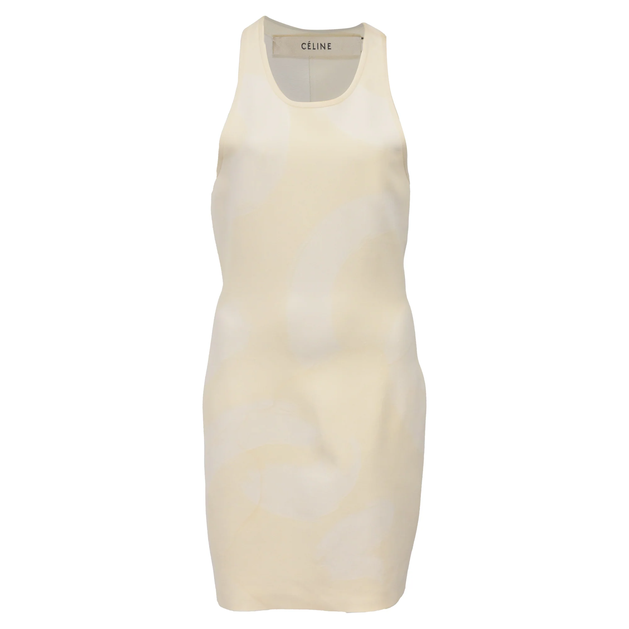 Women's Celine Patterned Mini Knitted Halter Dress in Cream Cotton