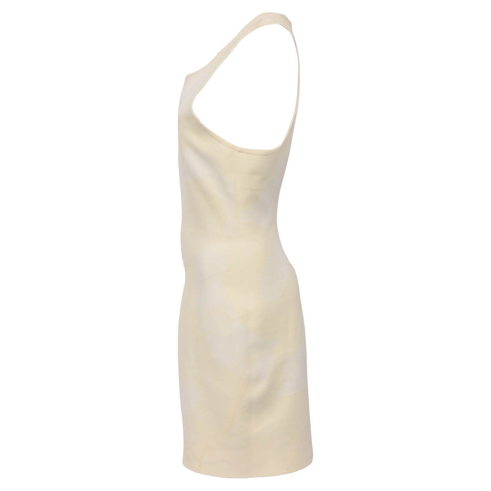 Women's Celine Patterned Mini Knitted Halter Dress in Cream Cotton - Image 3