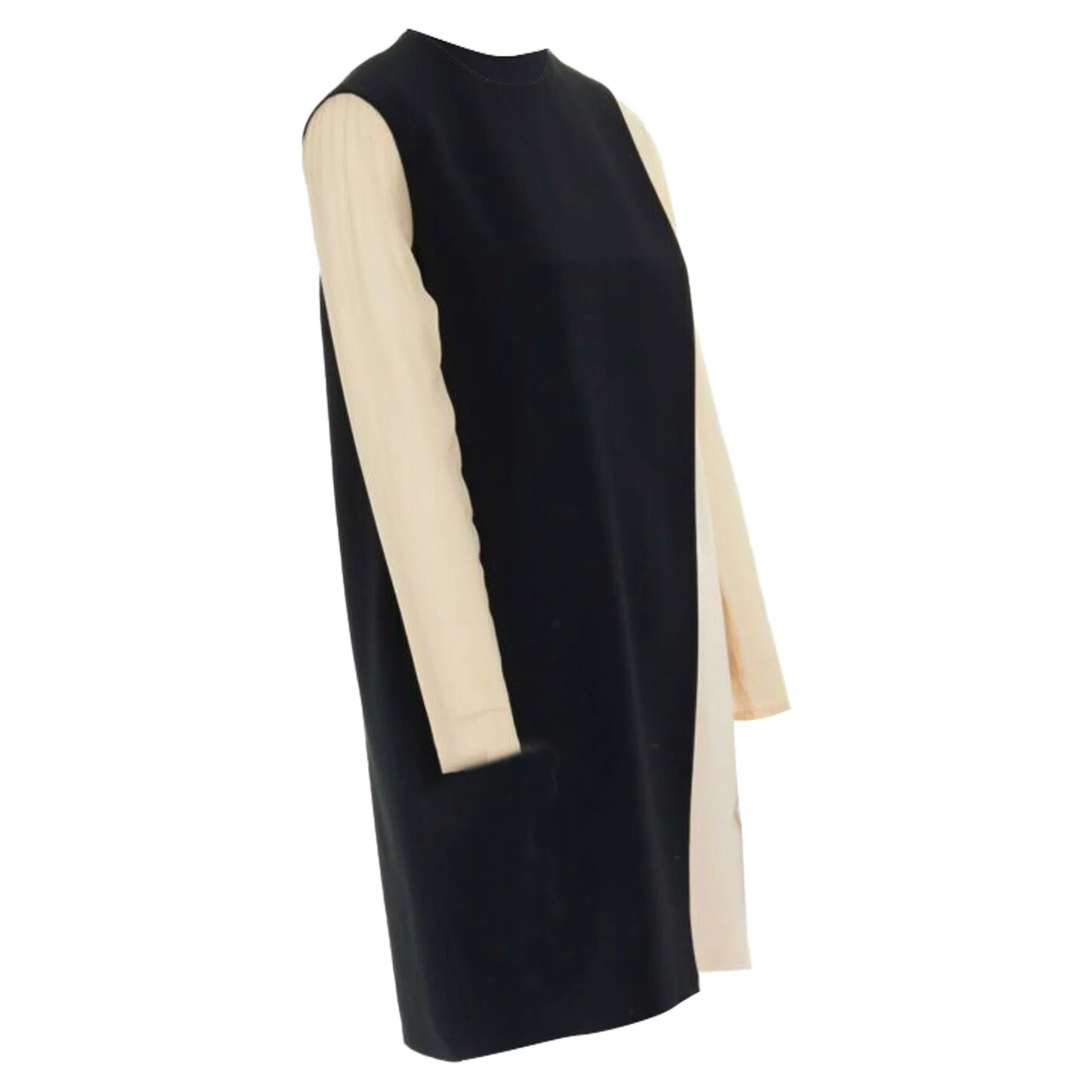 Women's Celine Phoebe Philo nude asymmetric layered silk sleeve shift dress - Image 3