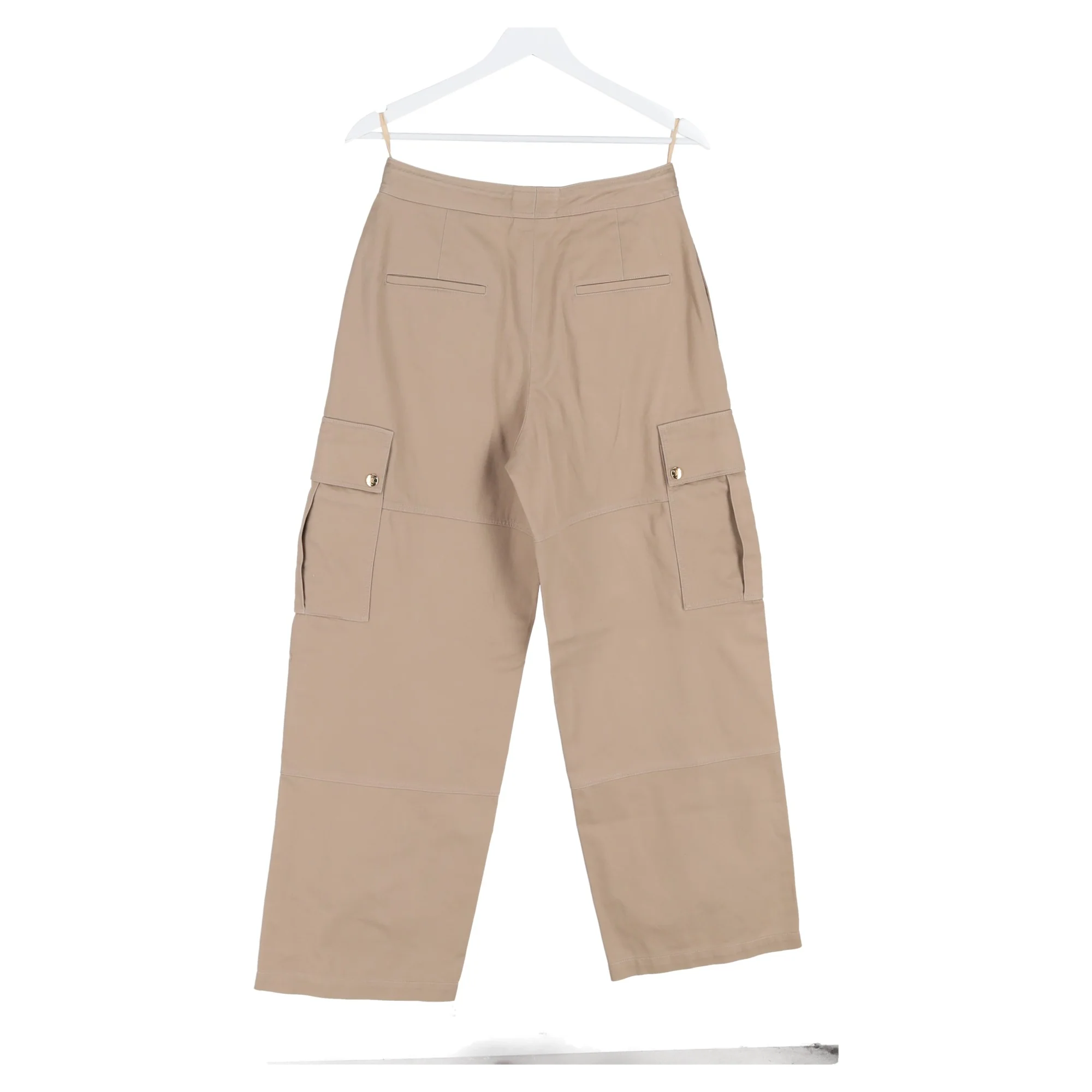 Women's Celine Triomphe High Waist Cargo Pants in Beige Cotton - Image 5