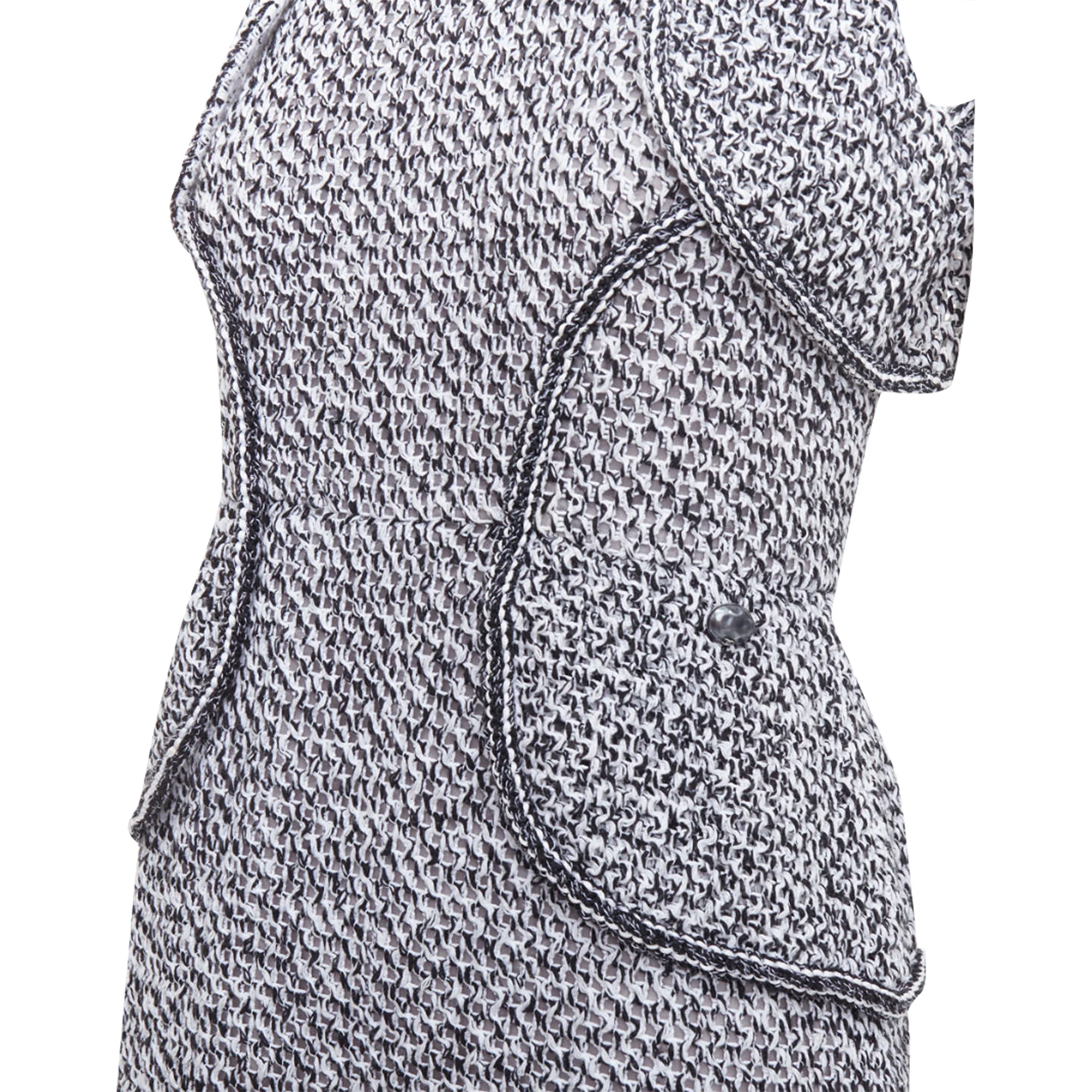 Women's Chanel cotton tweed CC button ruffle dress - Image 2