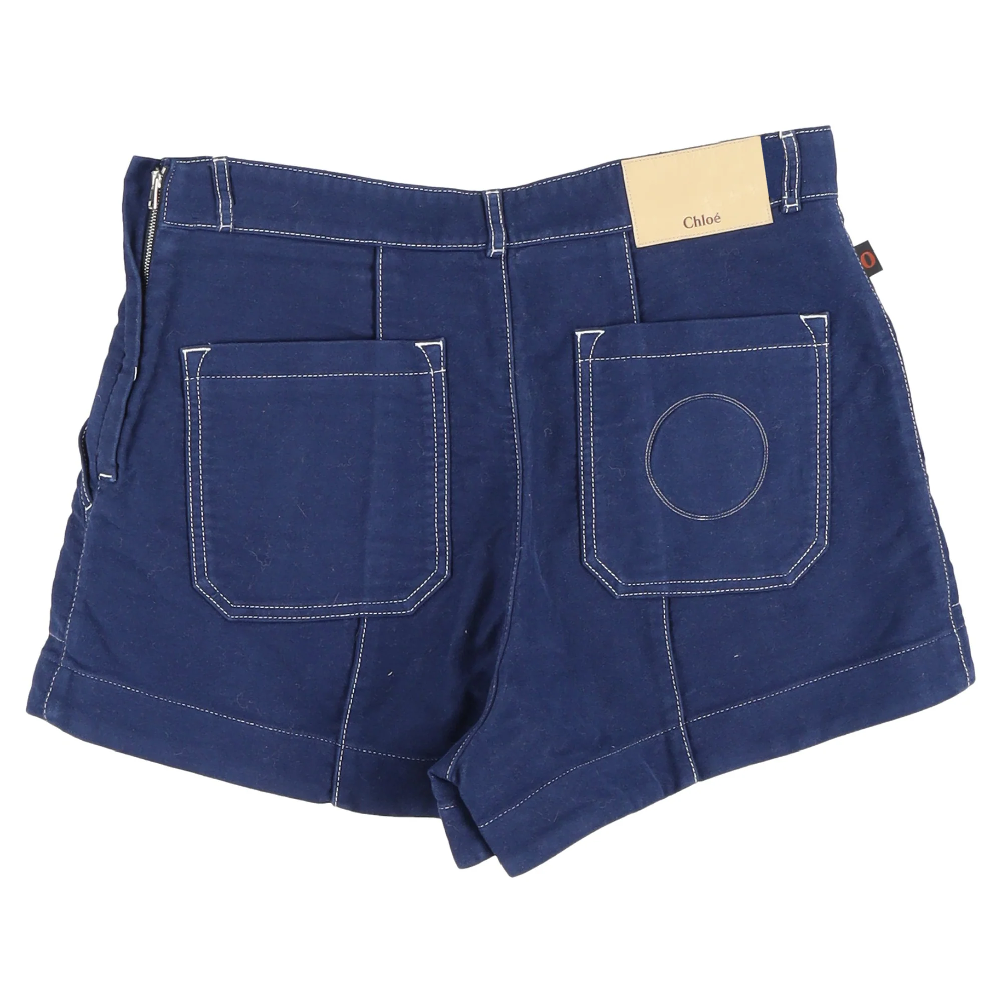 Women's Chloé Contrast Stitching Shorts in Blue Cotton - Image 2