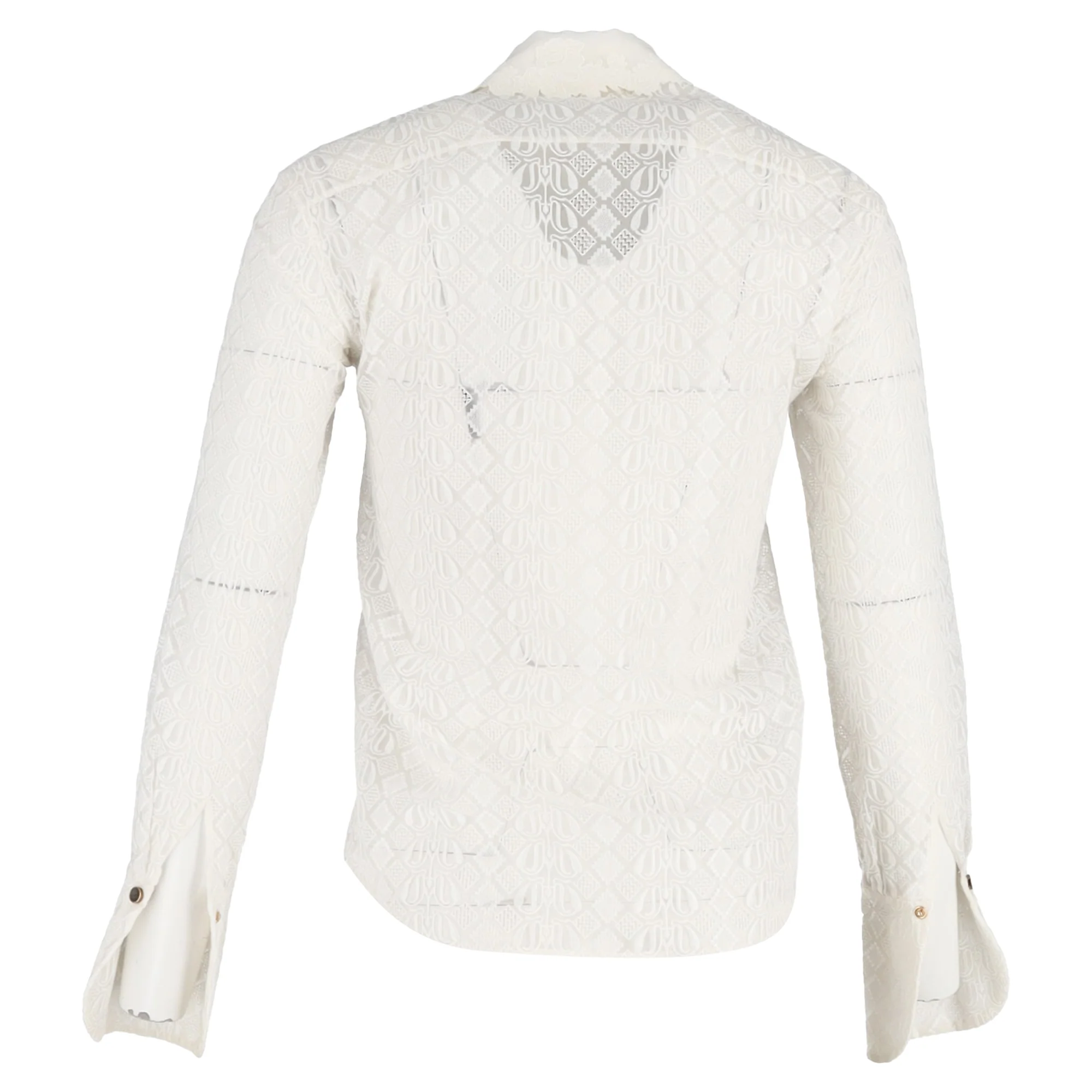 Women's Chloé Lace Button-Down Blouse in White Polyester - Image 3