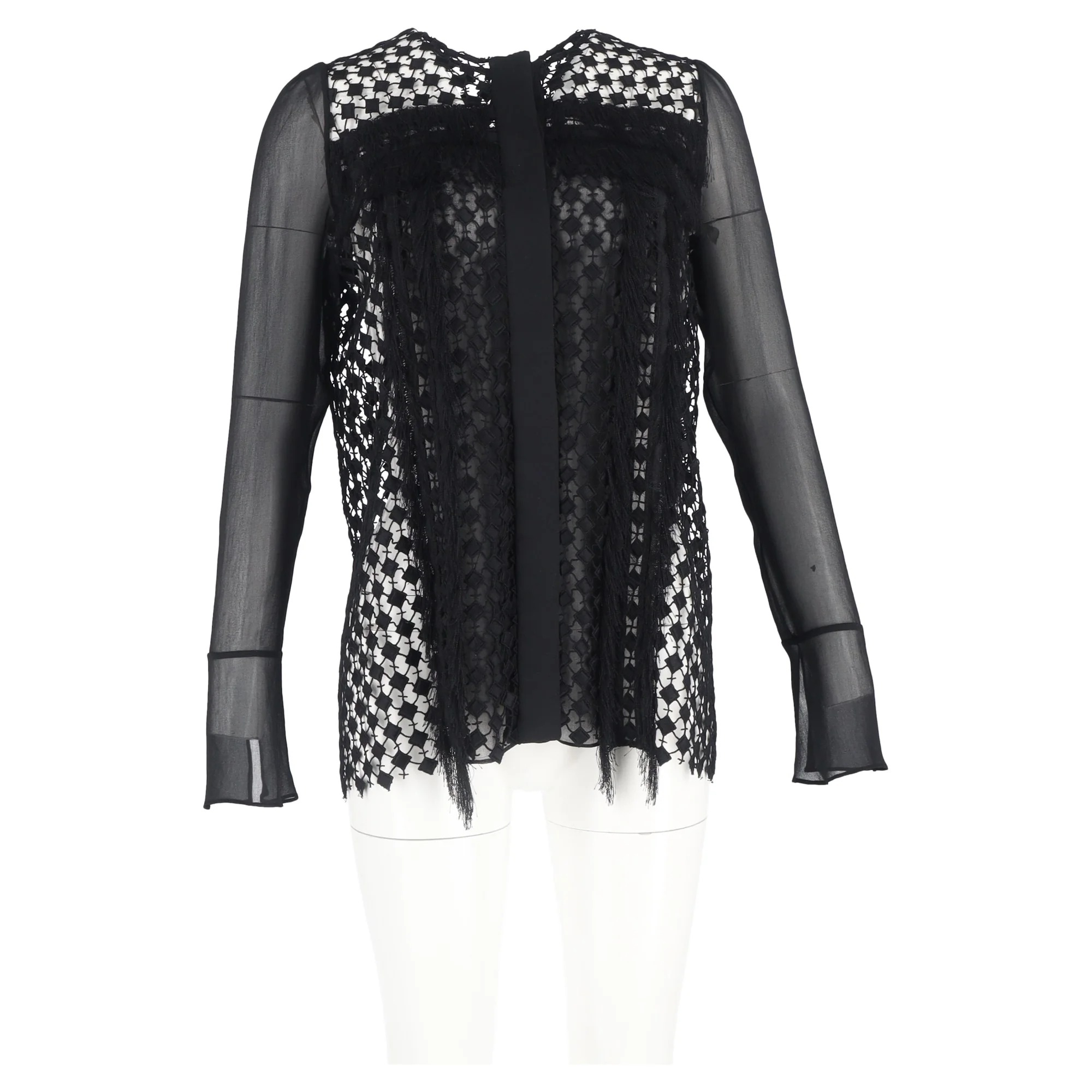 Women's  Chloé Lace Sheered Blouse inn Black Polyester - Image 4