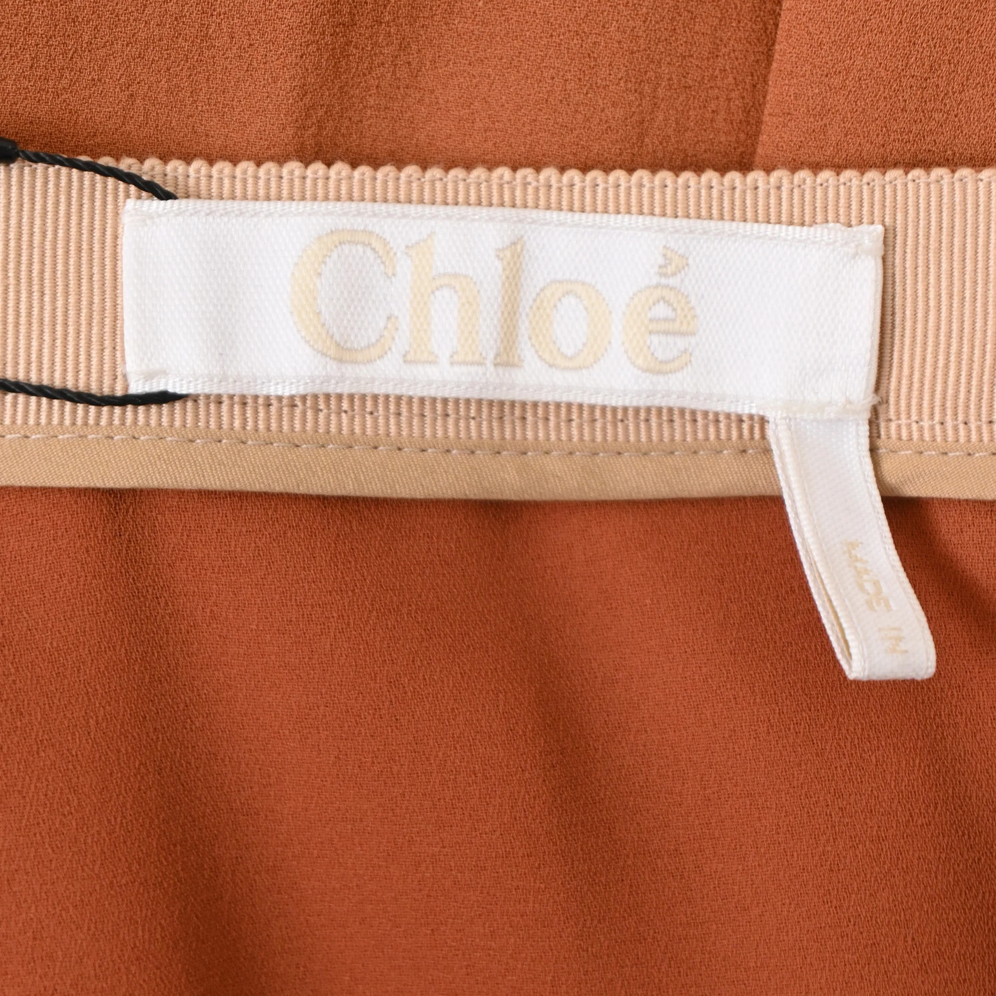 Women's Chloé Pleated Midi Skirt in Orange Polyester - Image 4