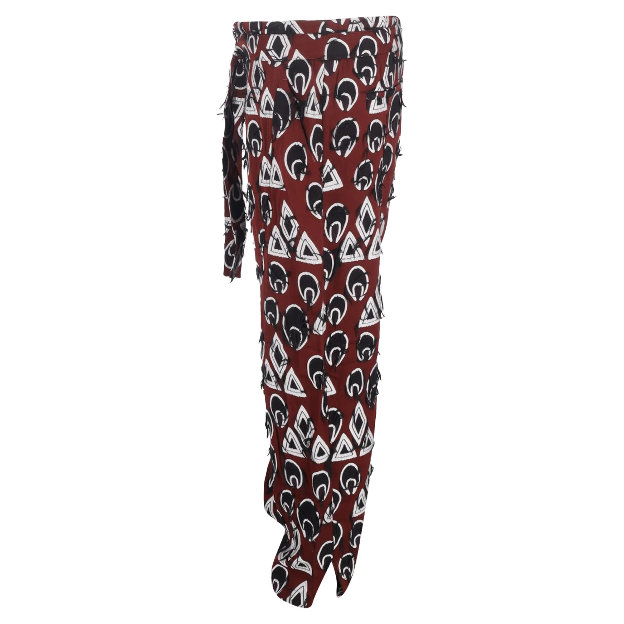 Women's Chloé Printed Drawstring Cropped Trousers in Burgundy Viscose - Image 2