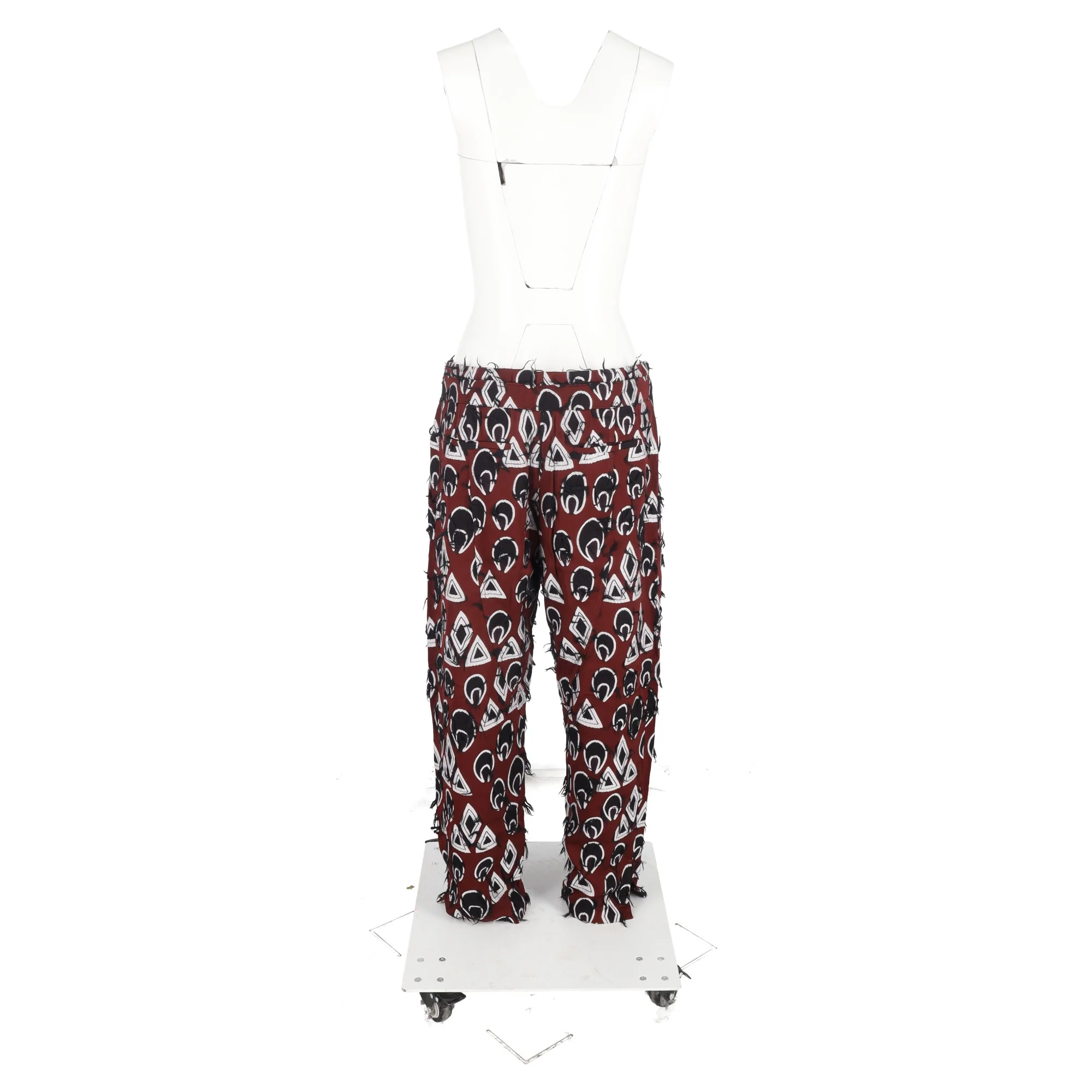 Women's Chloé Printed Drawstring Cropped Trousers in Burgundy Viscose - Image 6