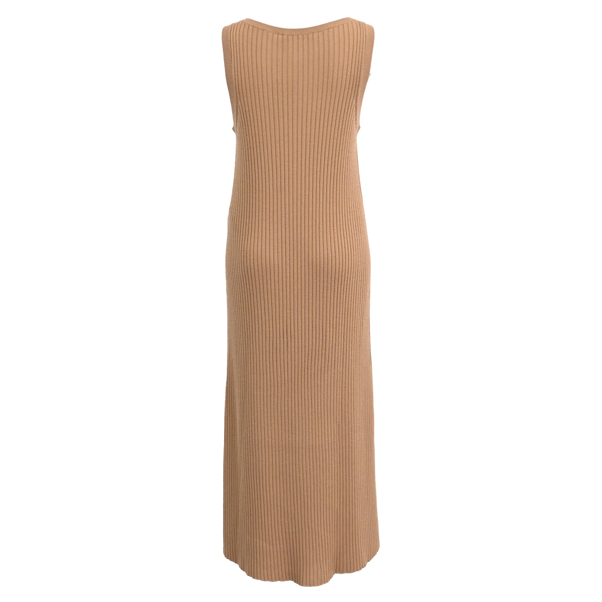 Women's Chloé Ribbed Tank Midi Dress in Brown Wool - Image 3