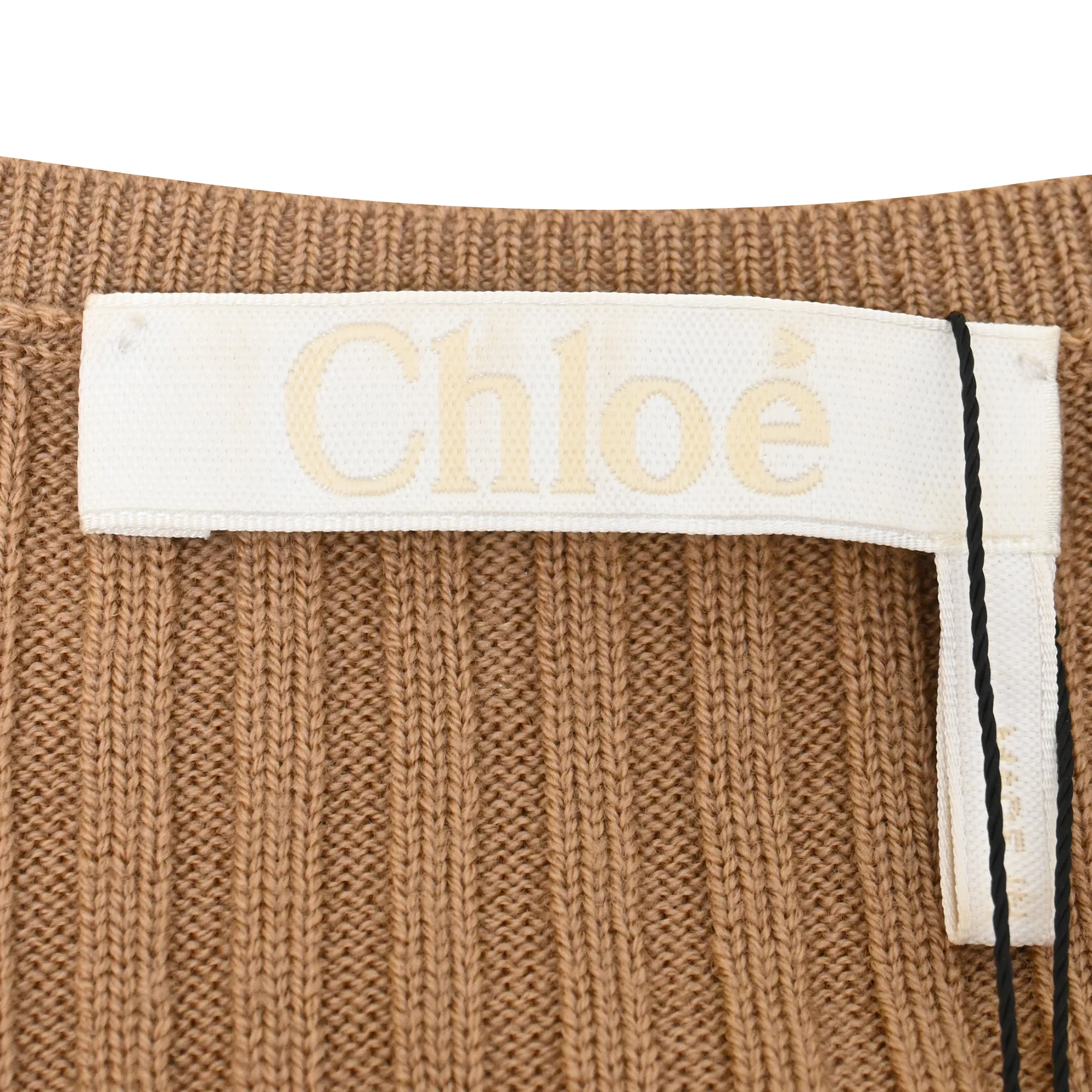 Women's Chloé Ribbed Tank Midi Dress in Brown Wool - Image 4